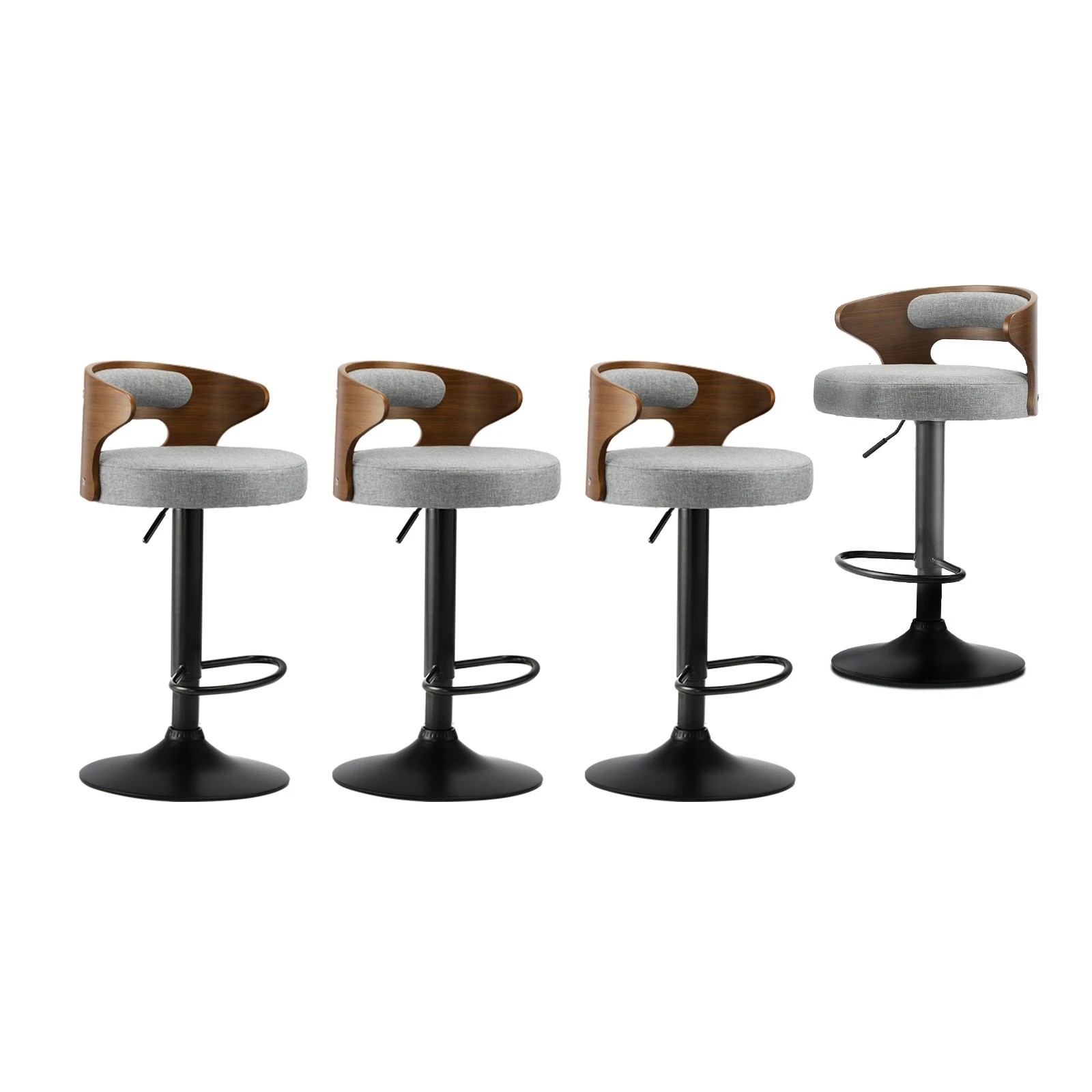 1 Oikiture Set Of 4 Bar Stools Kitchen Gas Lift Swivel Chairs Stool Barstool
 - Grey, 1 of 10
