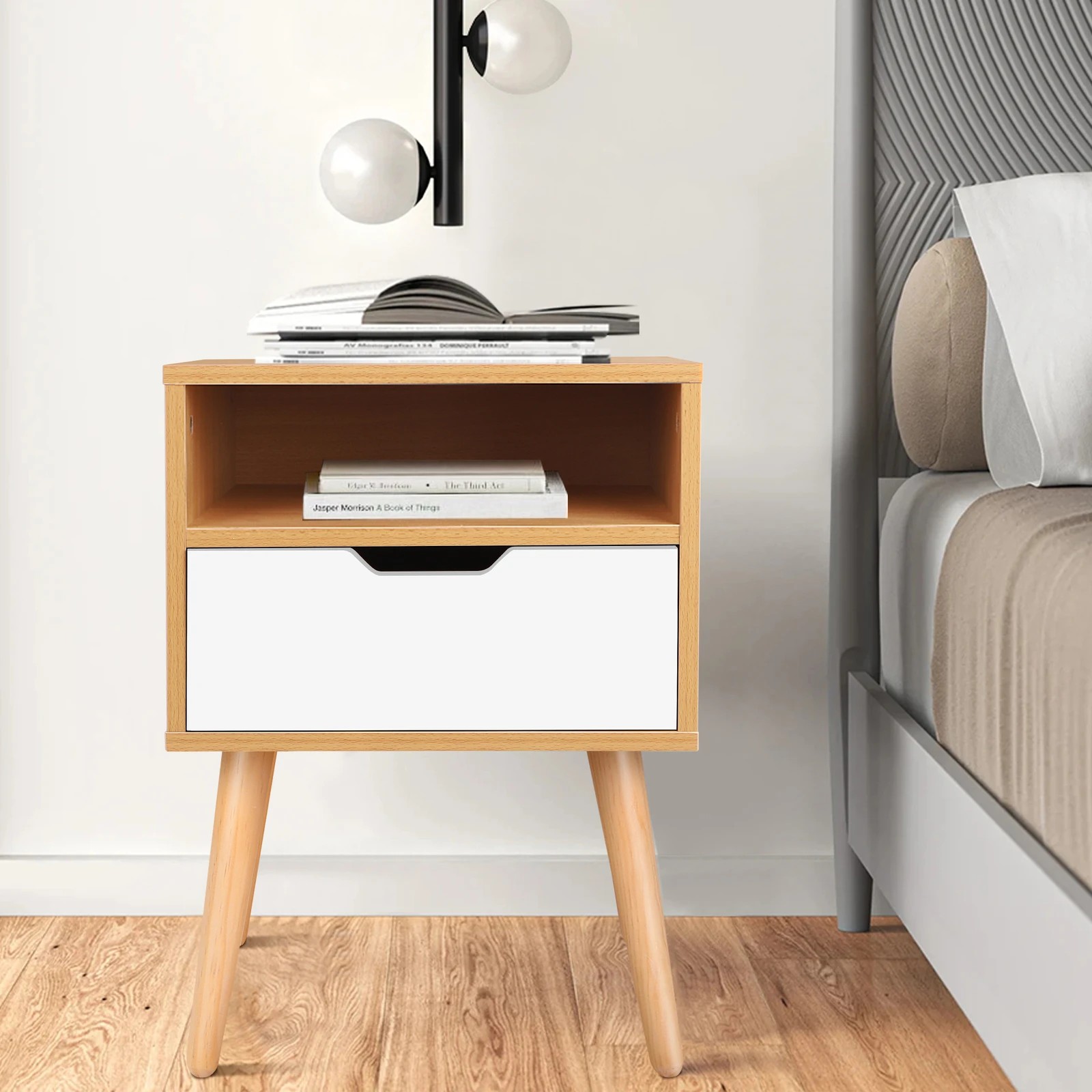 4 Alfordson 2x Bedside Table Nightstand Storage Cabinet Scandinavian - White, 4 of 7