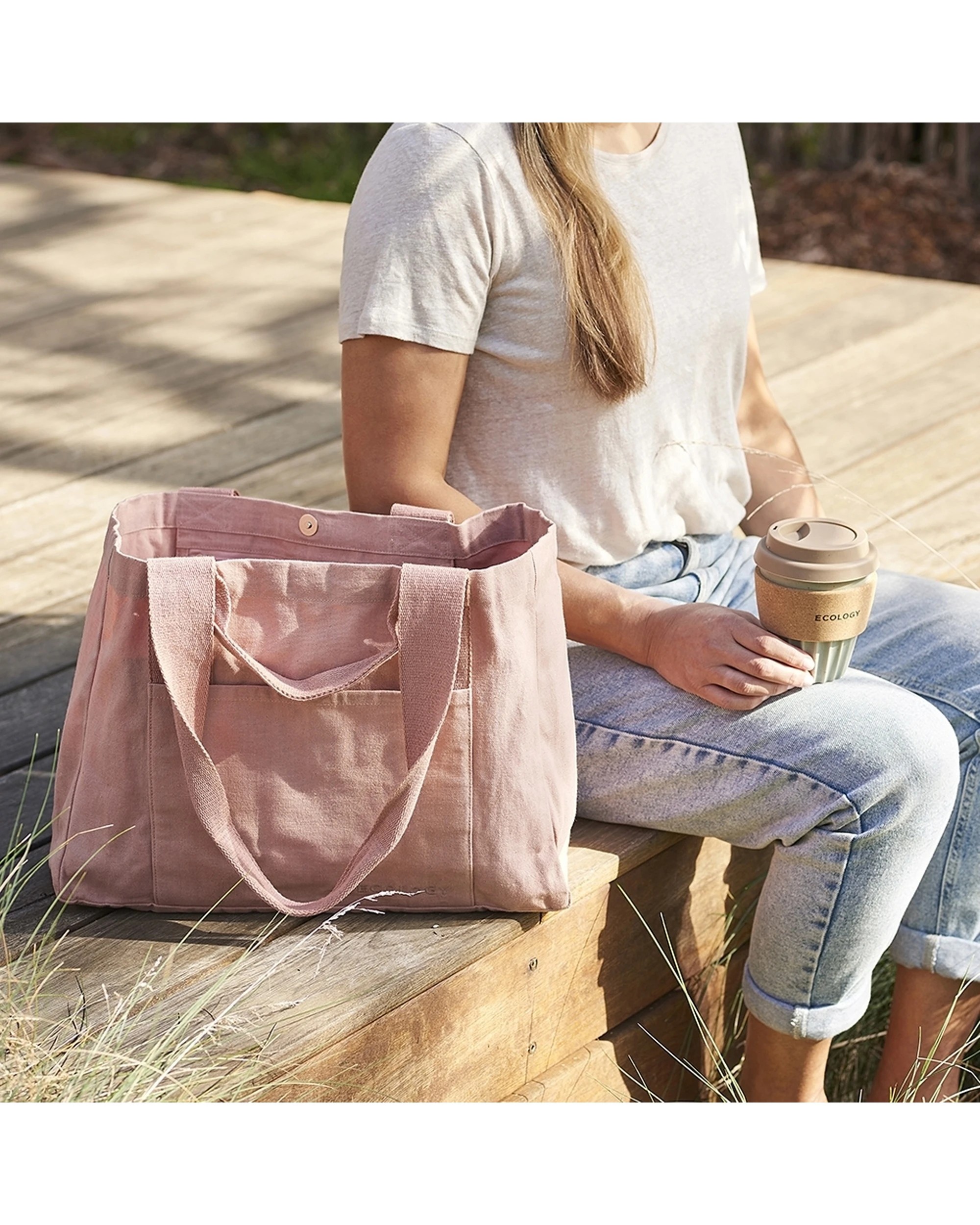 3 Ecology Voyage Cotton Versatile Tote Bag Blush Small 40cm - Pink, 3 of 4