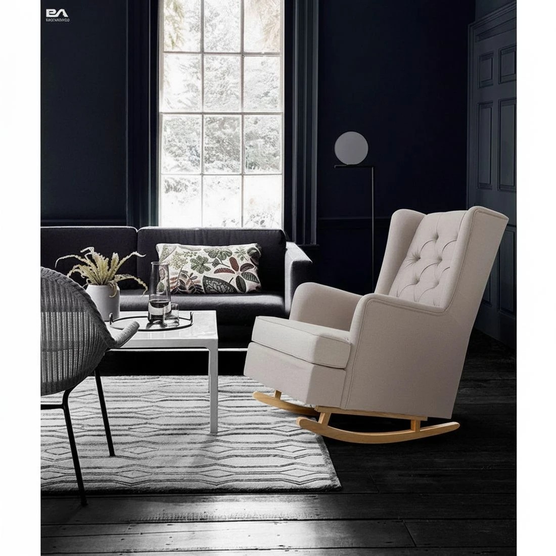 6 Artiss Rocking Chair Armchair Linen Fabric - White, 6 of 6