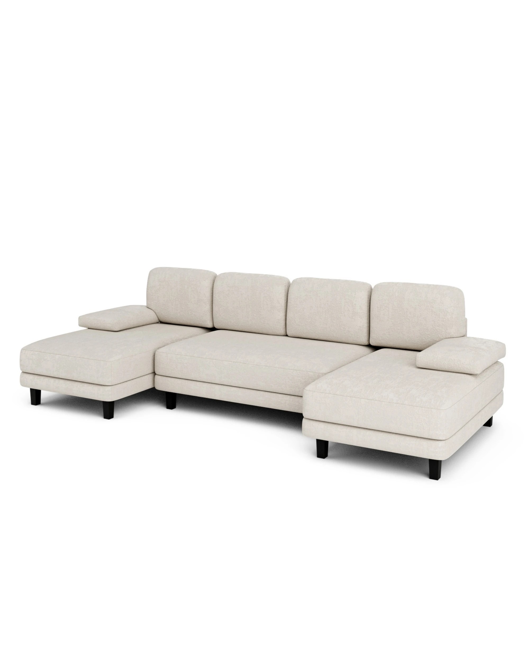 4 Advwin 280cm 4 Seater Sectiona Sofa Chenille Fabric U Shape Couch Modern Sofa Couch with Double Chaise, 4 of 8