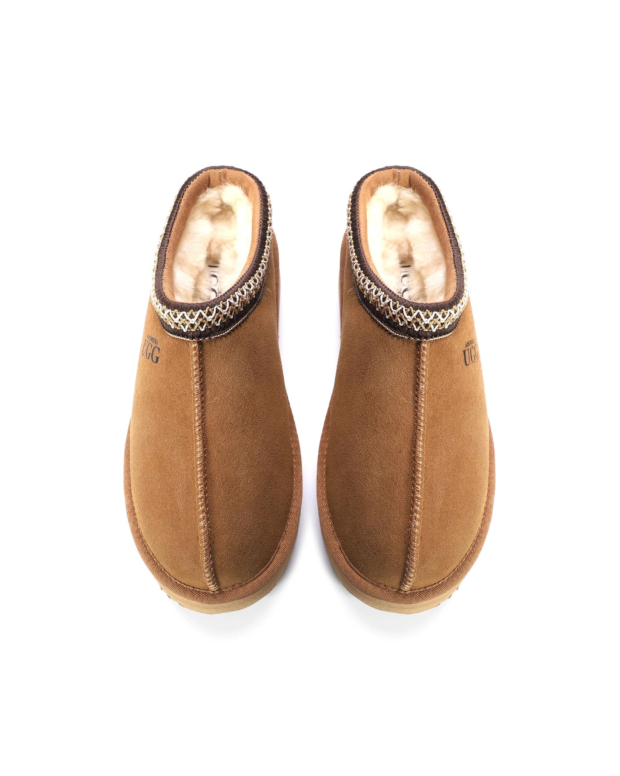 2 AUS WOOLI MENTONE Ankle Braid Platform UGG Slippers TAN, 2 of 6