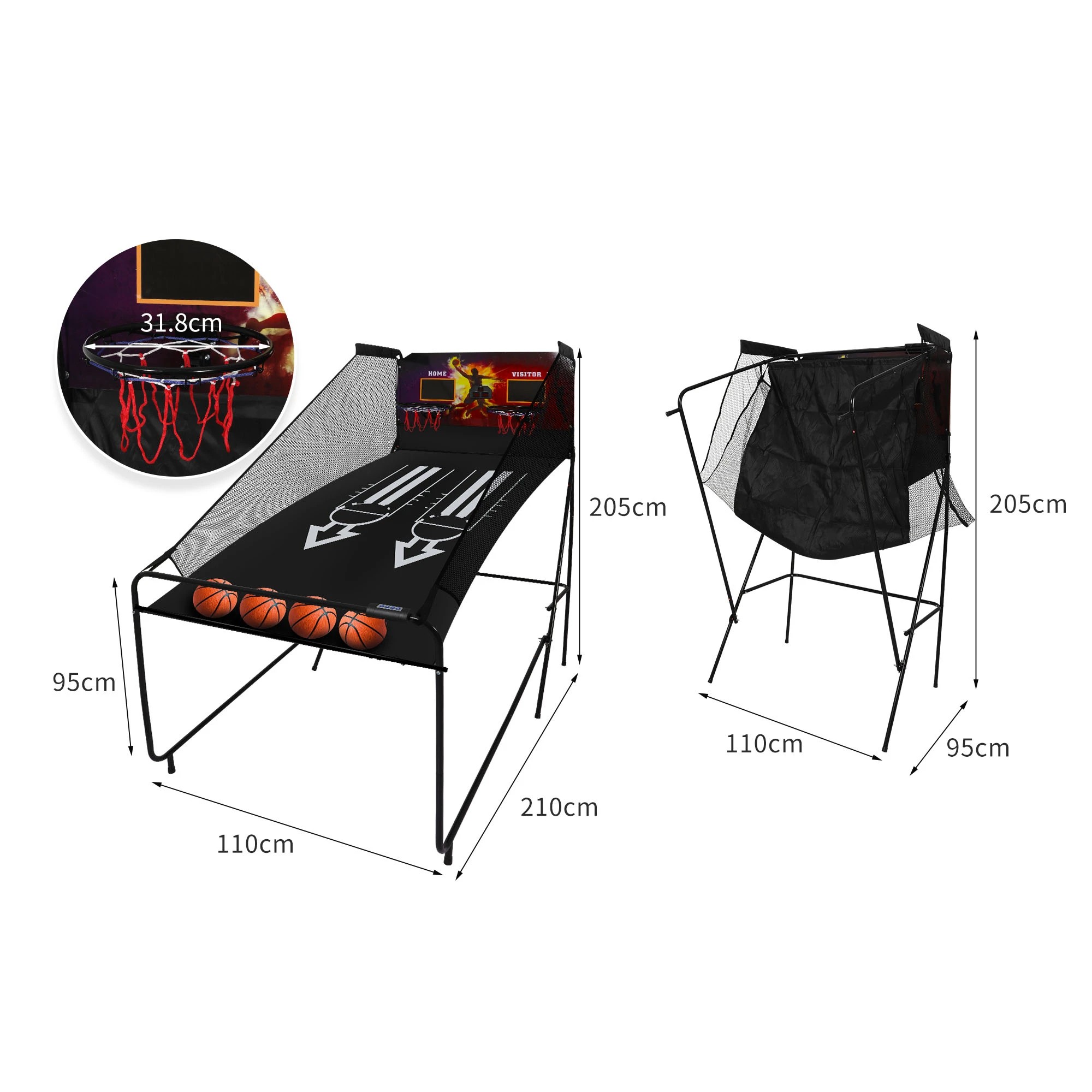 3 Centra Basketball Arcade Game Shooting Machine Indoor Outdoor 2 Player Scoring, 3 of 6