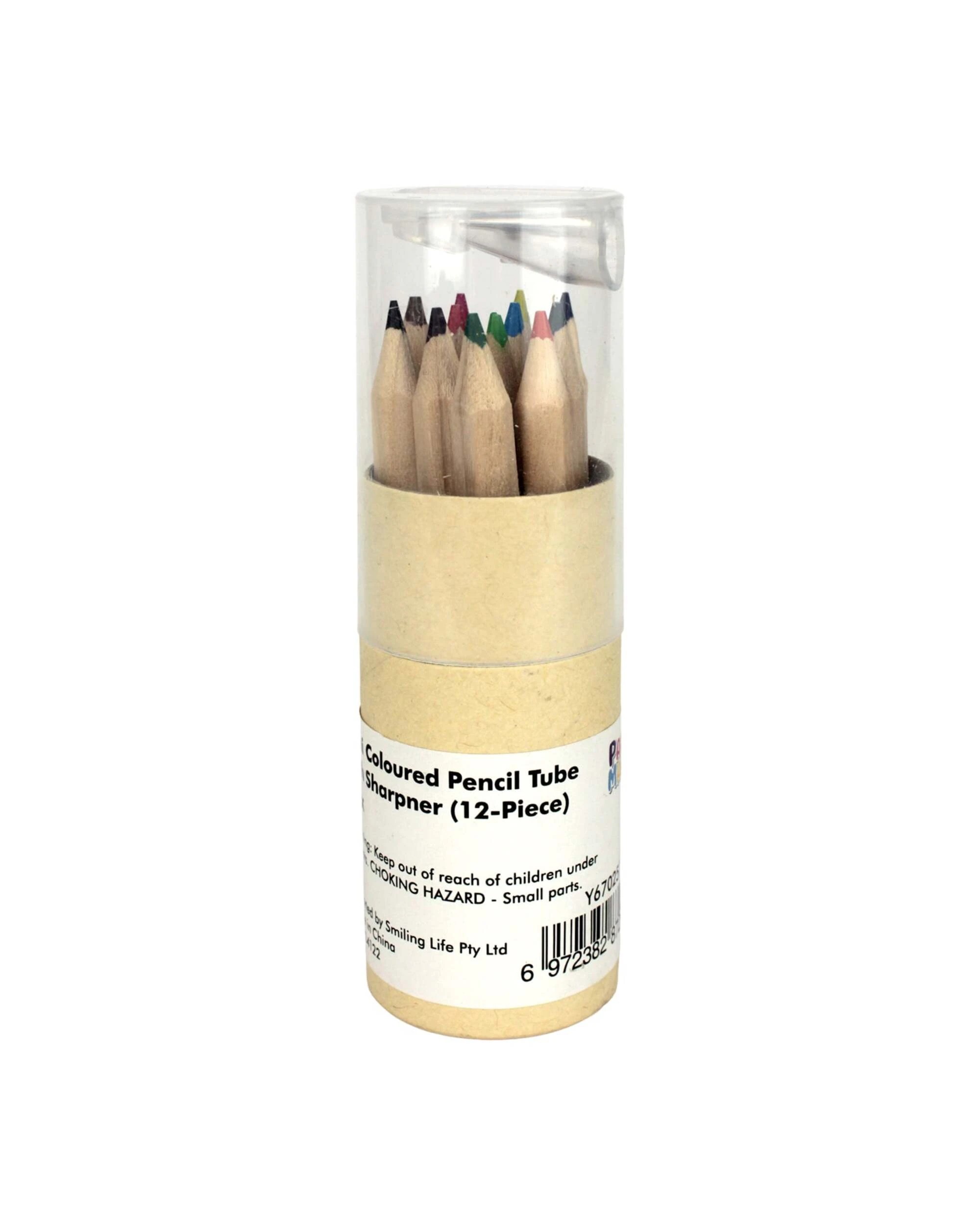 3 Partyrama Mini Coloured Pencil Tube With Sharpener Pack of 12 - Natural, 3 of 3