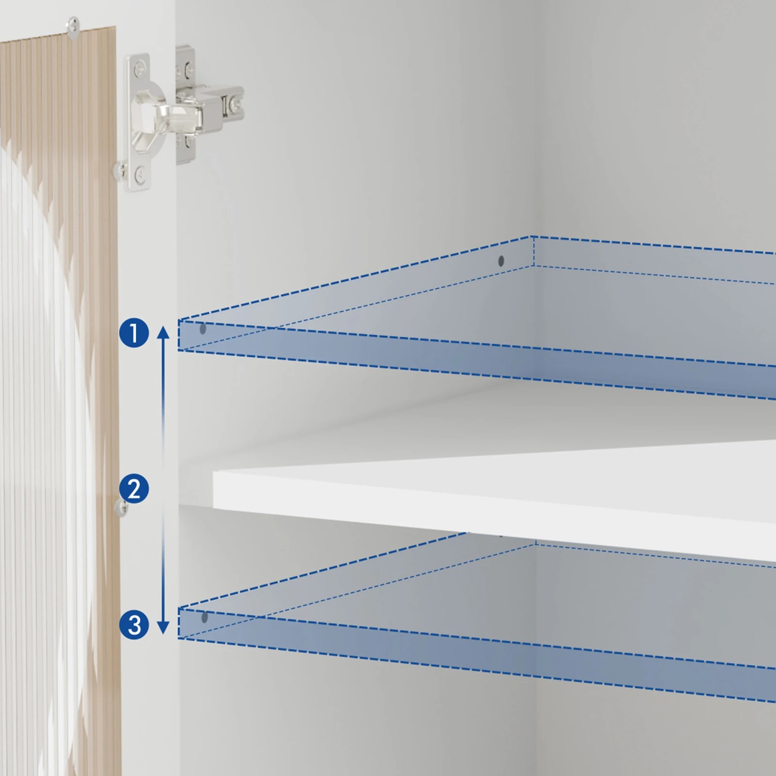4 Alfordson Buffet Sideboard 2 Doors Cabinet Fluted Doors - White, 4 of 9
