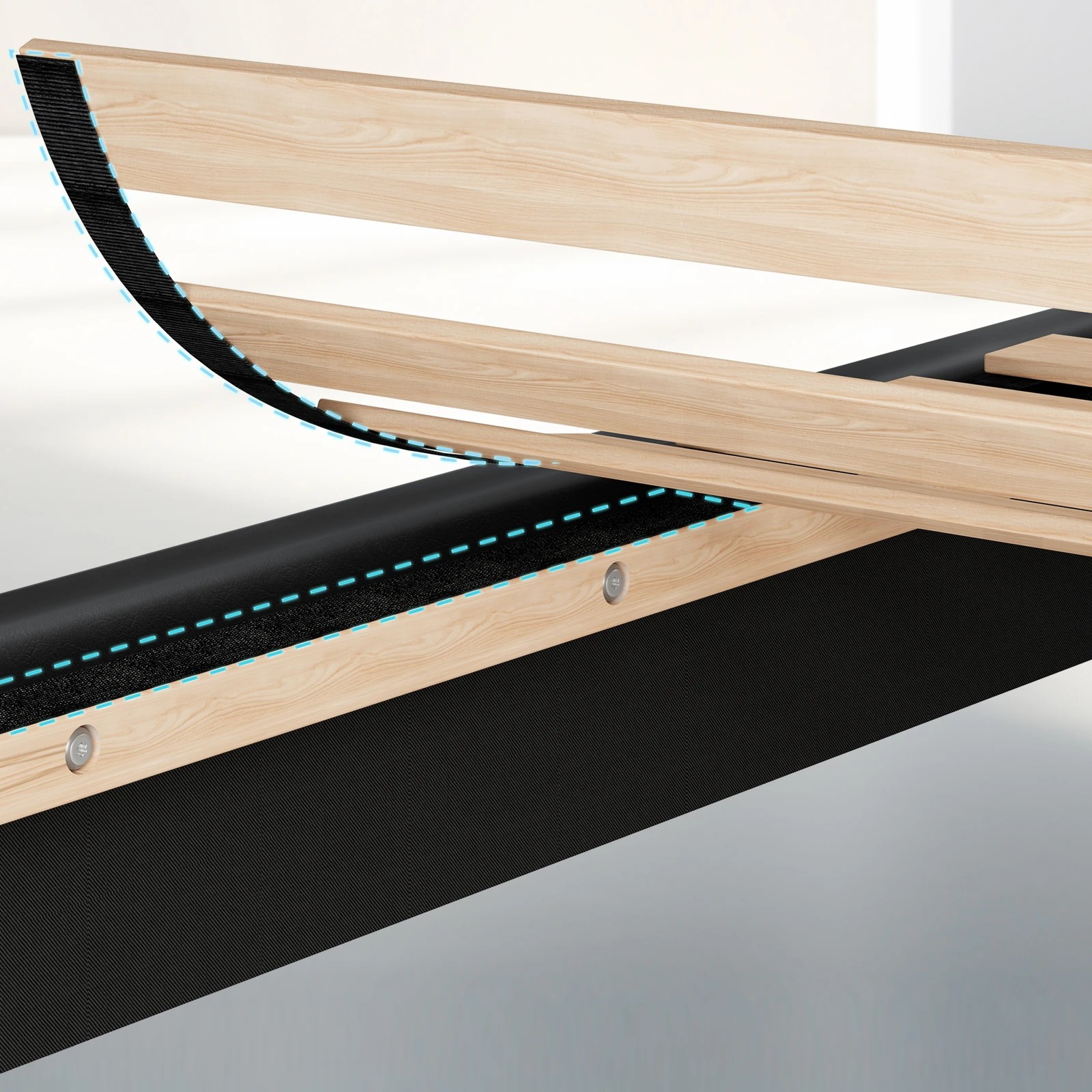 7 Alfordson Bed Frame Single Size Upholstered Wingback Base Leather Sarah - Black, 7 of 10