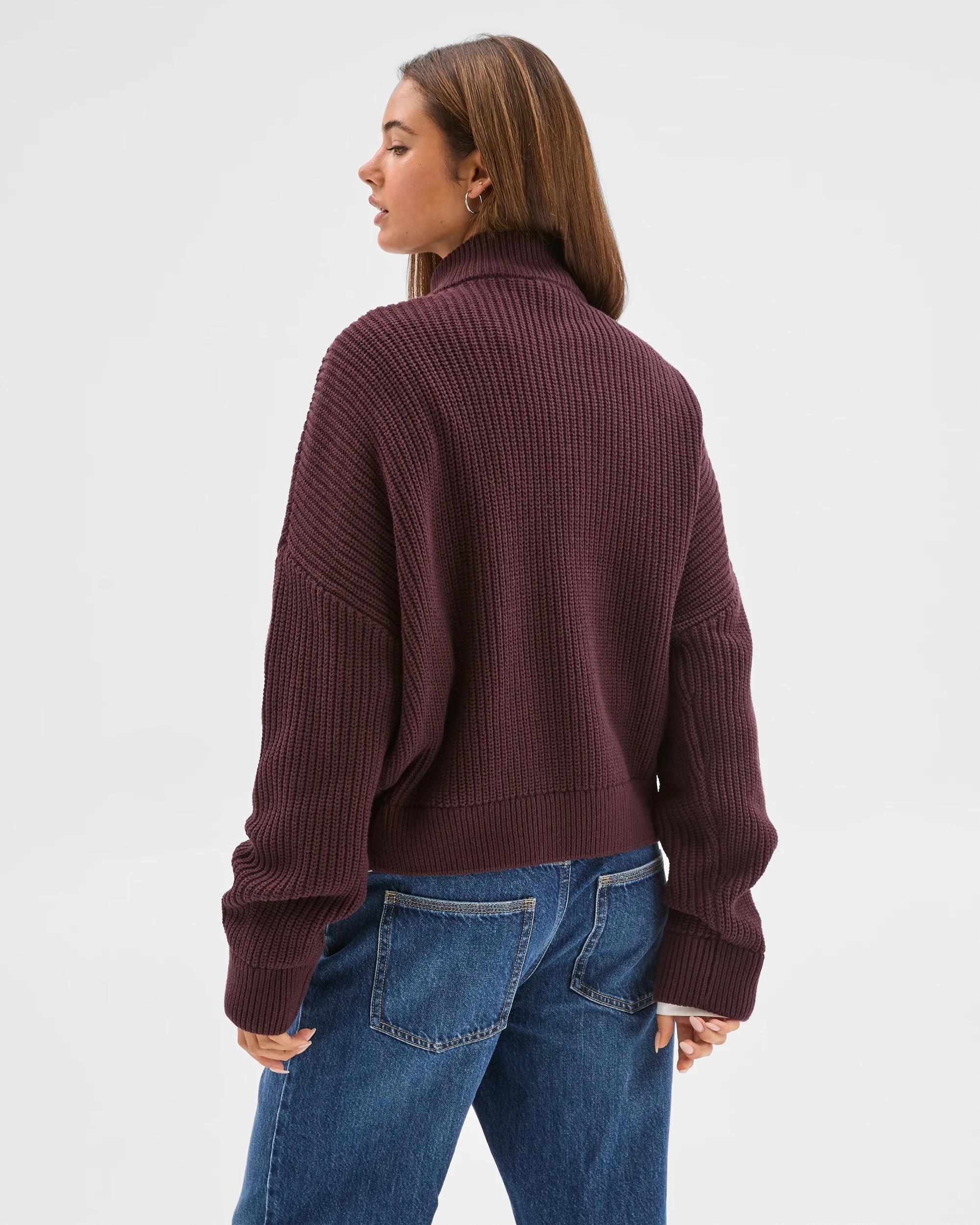 8 Lily Loves Australian Cotton Blend Zip Through Rib Cardigan FUDGE, 8 of 8