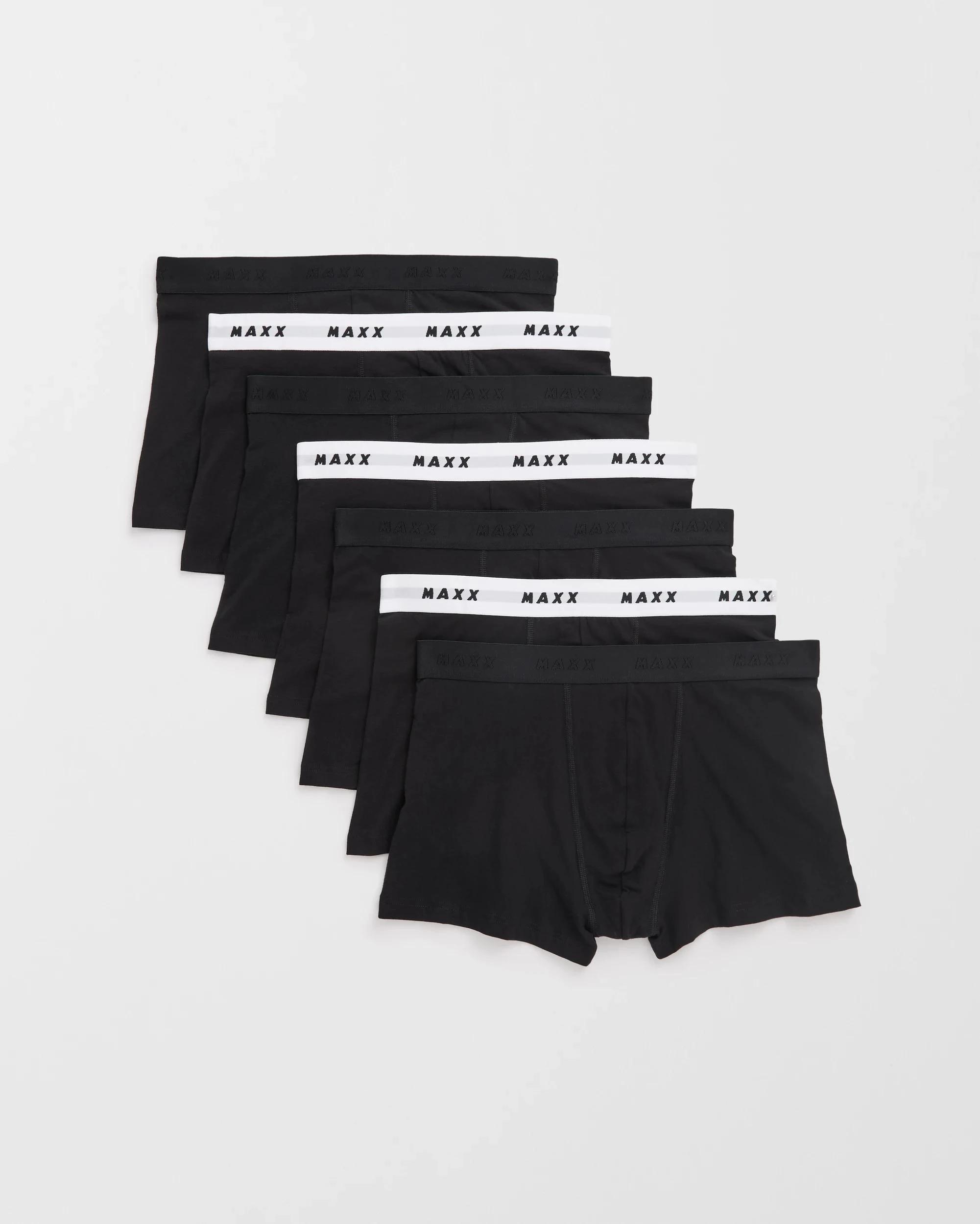 1 Maxx Australian Cotton 7 Pack Hipster Trunks BLACK, 1 of 5