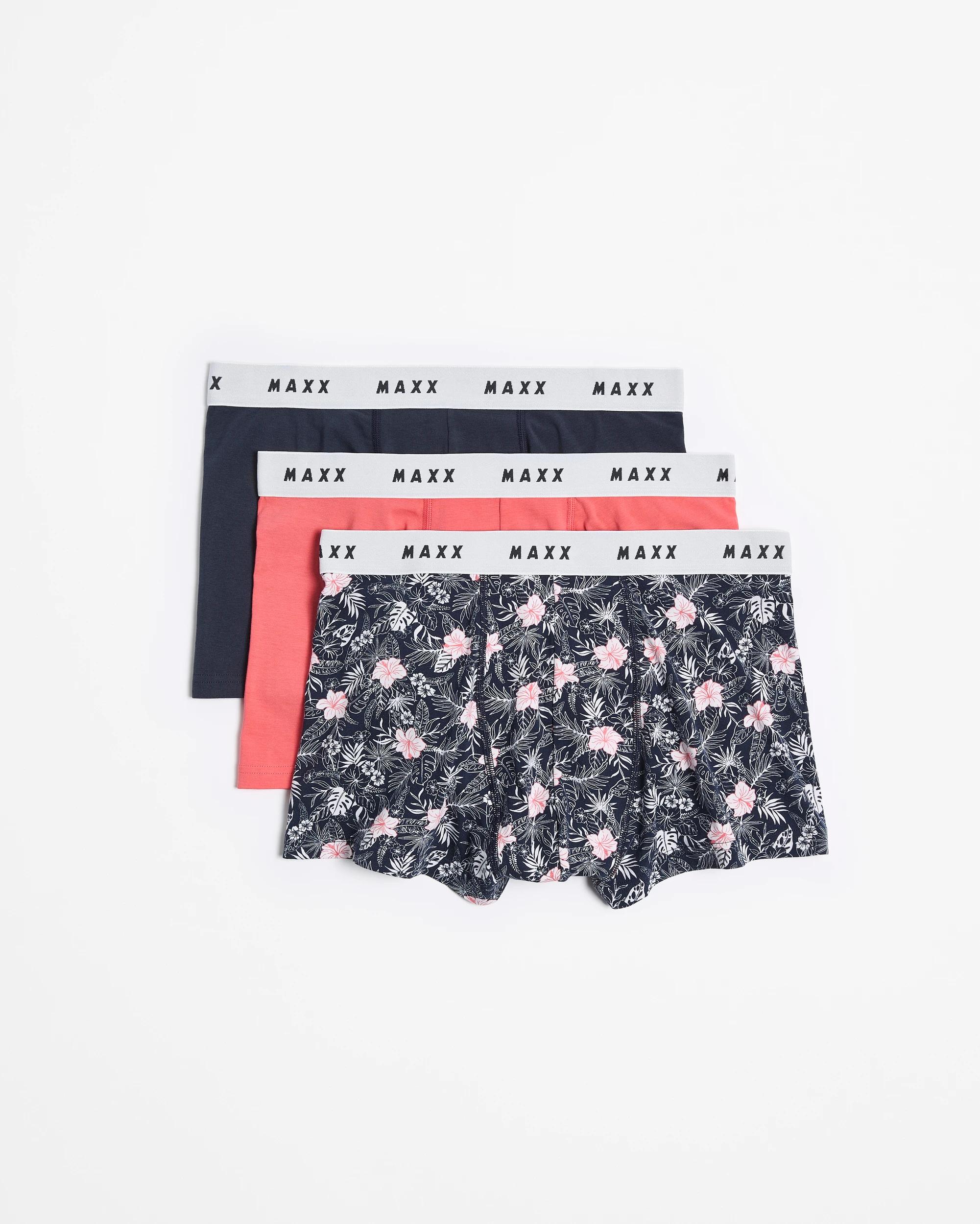 1 Mens Australian Cotton Blend Hipster Trunk 3 Pack - Maxx NAVY/RED/HIBISCUS, 1 of 4