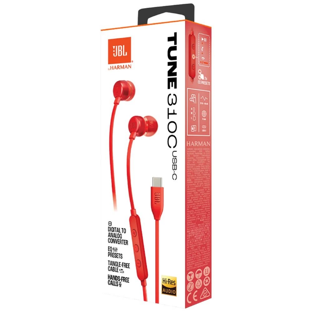6 JBL Tune 310C USB-C In-Ear Headphones Red, 6 of 6