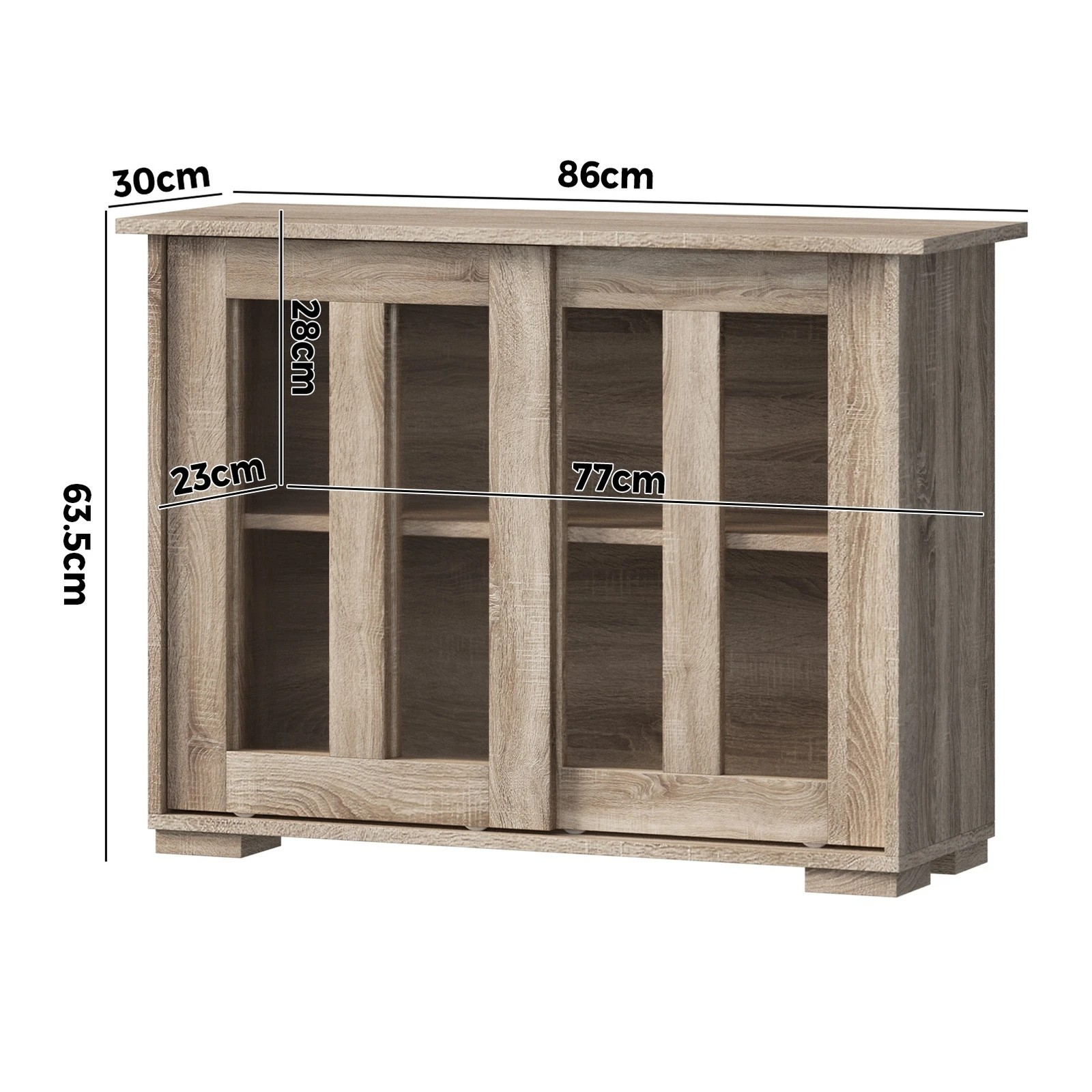 9 Oikiture Sideboard Buffet Cabinet Cupboard Glass Sliding Door
 - Natural, 9 of 10