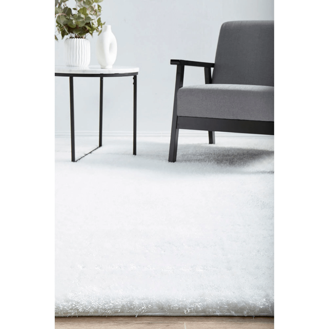 4 RUG CULTURE Sienna White Shag Rug — Power-Loomed Polypropylene, 5 cm Pile - White, 4 of 7