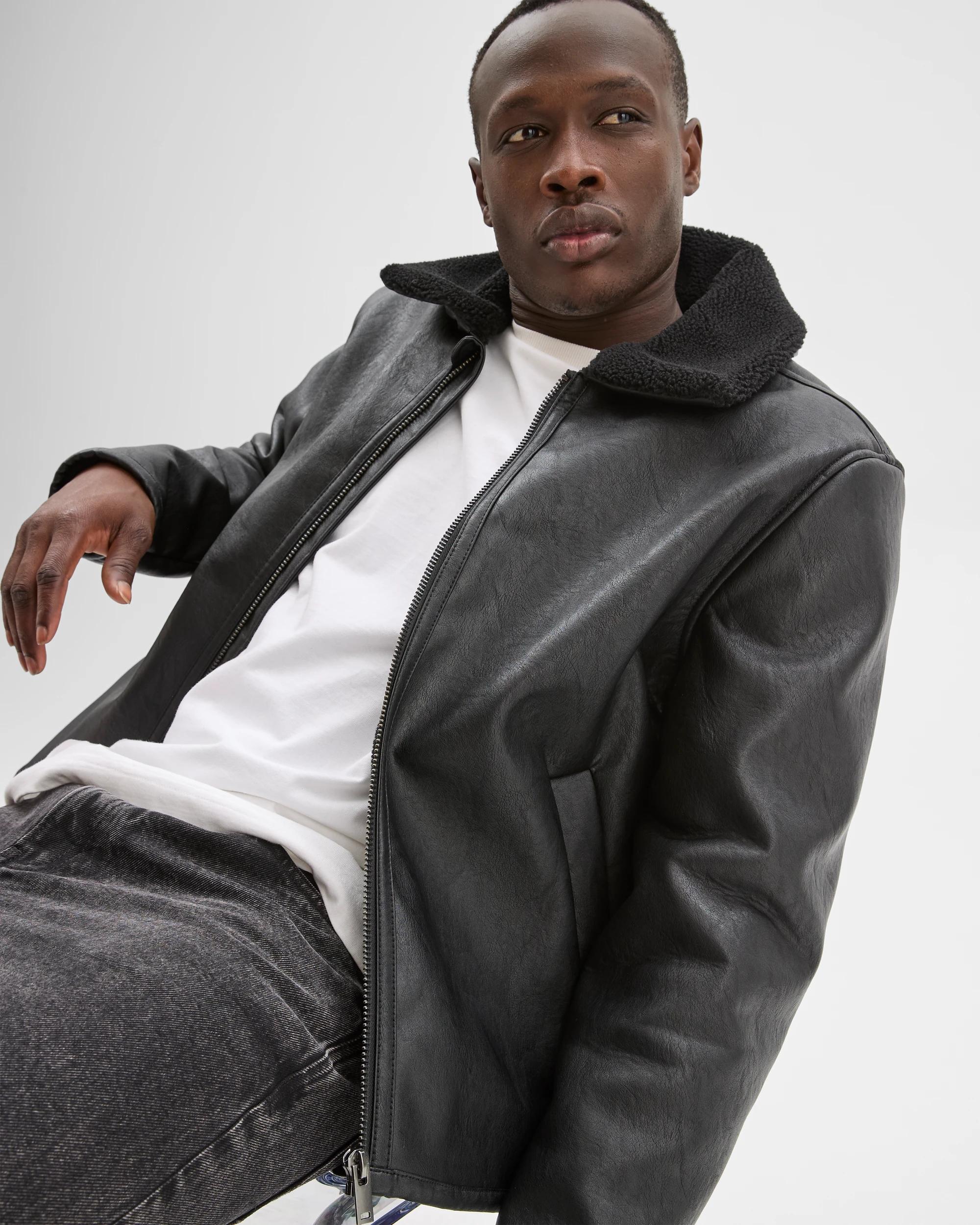 3 Commons Shirling Vegan Leather Flight Jacket BLACK, 3 of 6