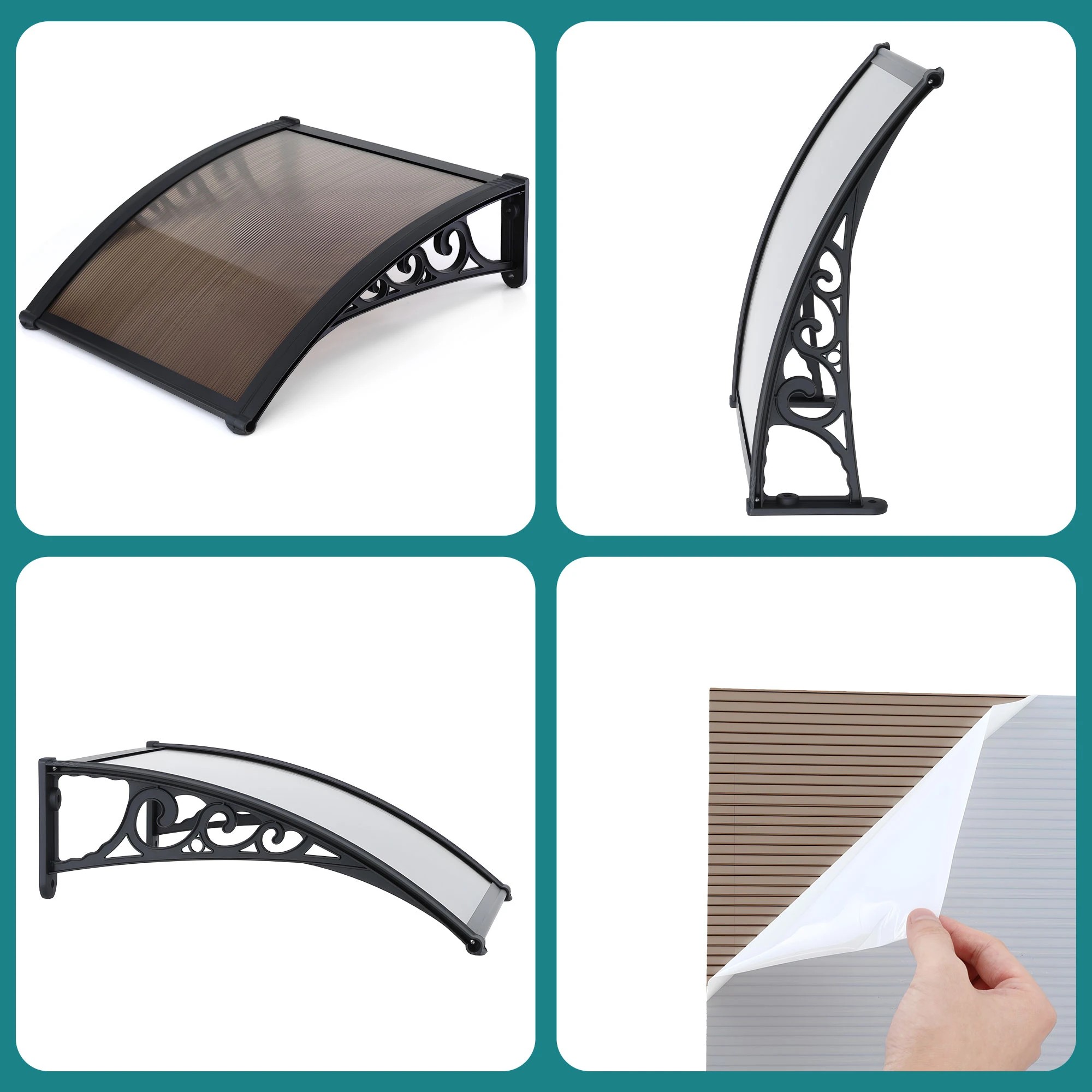 8 Instahut Window Awning Drainage 0.6mx0.6m Outdoor Brown - Multi, 8 of 8