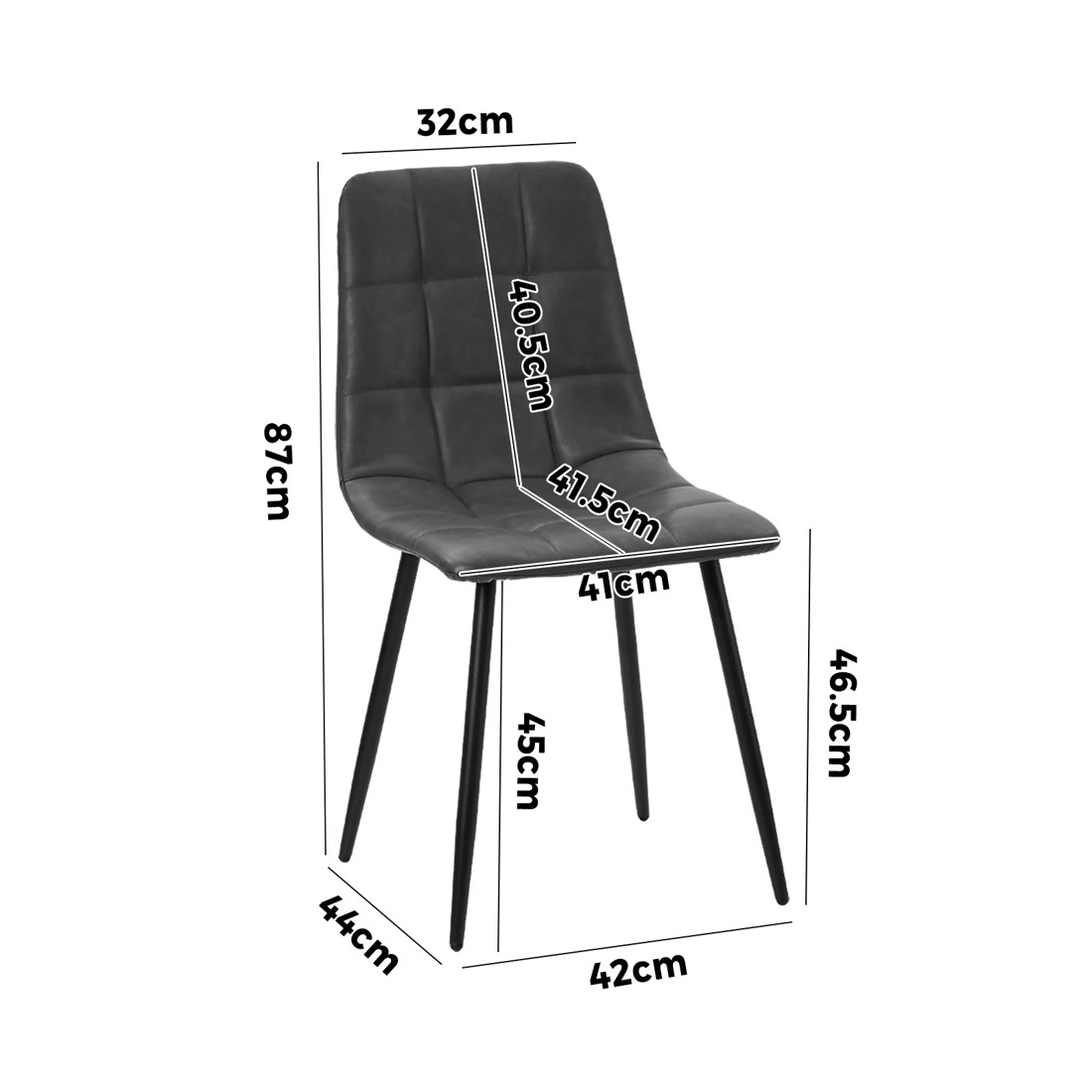 9 Oikiture 4x Padded Dining Chairs Kitchen Pu Leather Seat Retro
 - Grey, 9 of 10