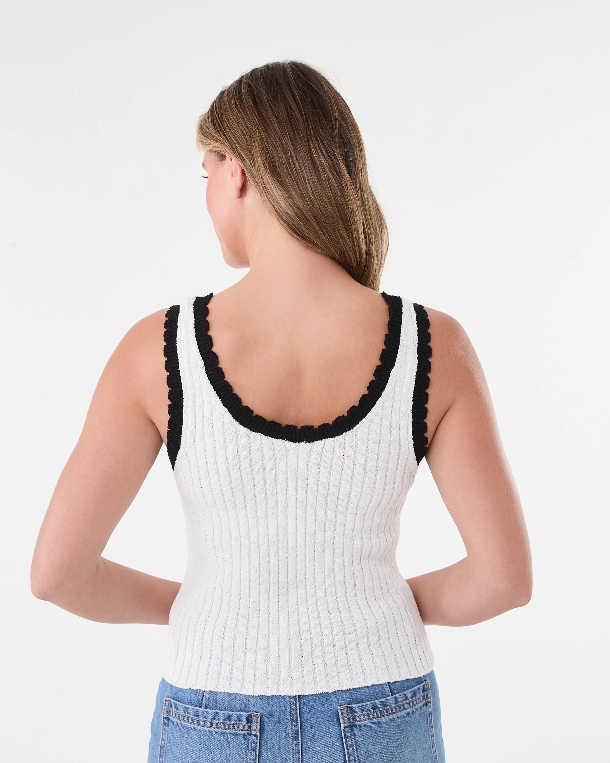 3 Bow Trim Knit Tank WHITE, 3 of 6