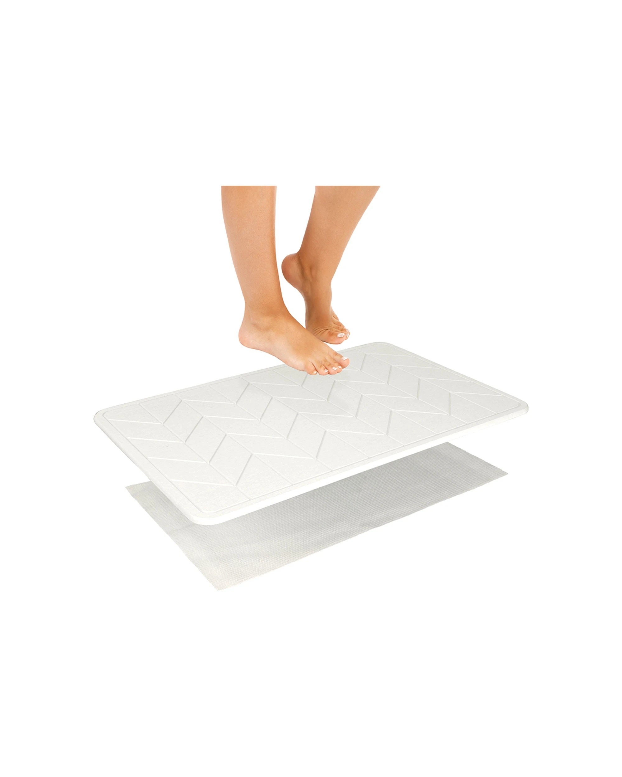 1 Algodon 60x39cm Dri Bath Stone Mat White Water Absorbing Bathroom Mat - 1 Pack
 - Natural, 1 of 5