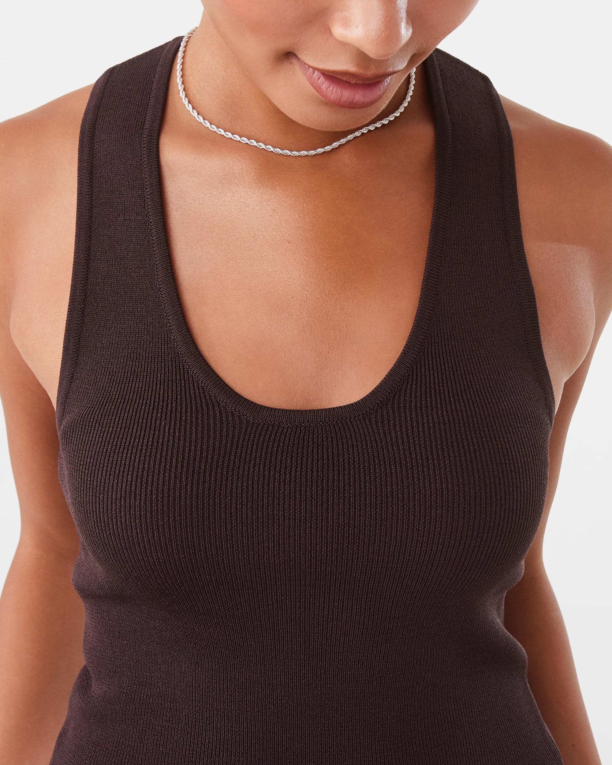 6 True Knit Scoop Racer Back Tank Choc Plum, 6 of 8