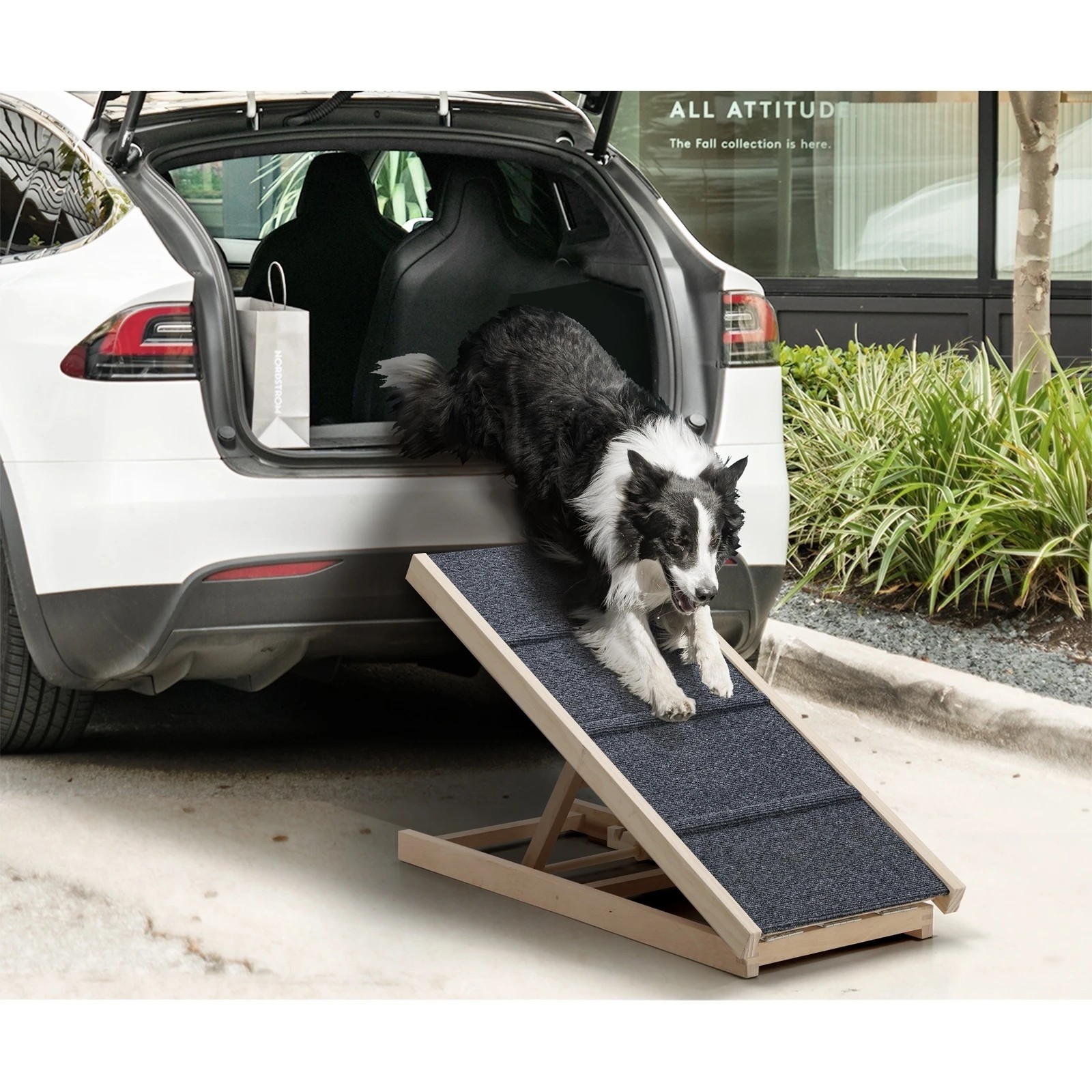 3 Alopet Dog Pet Ramp Adjustable Height Stairs Bed Sofa Car Foldable 70cm - Natural, 3 of 10