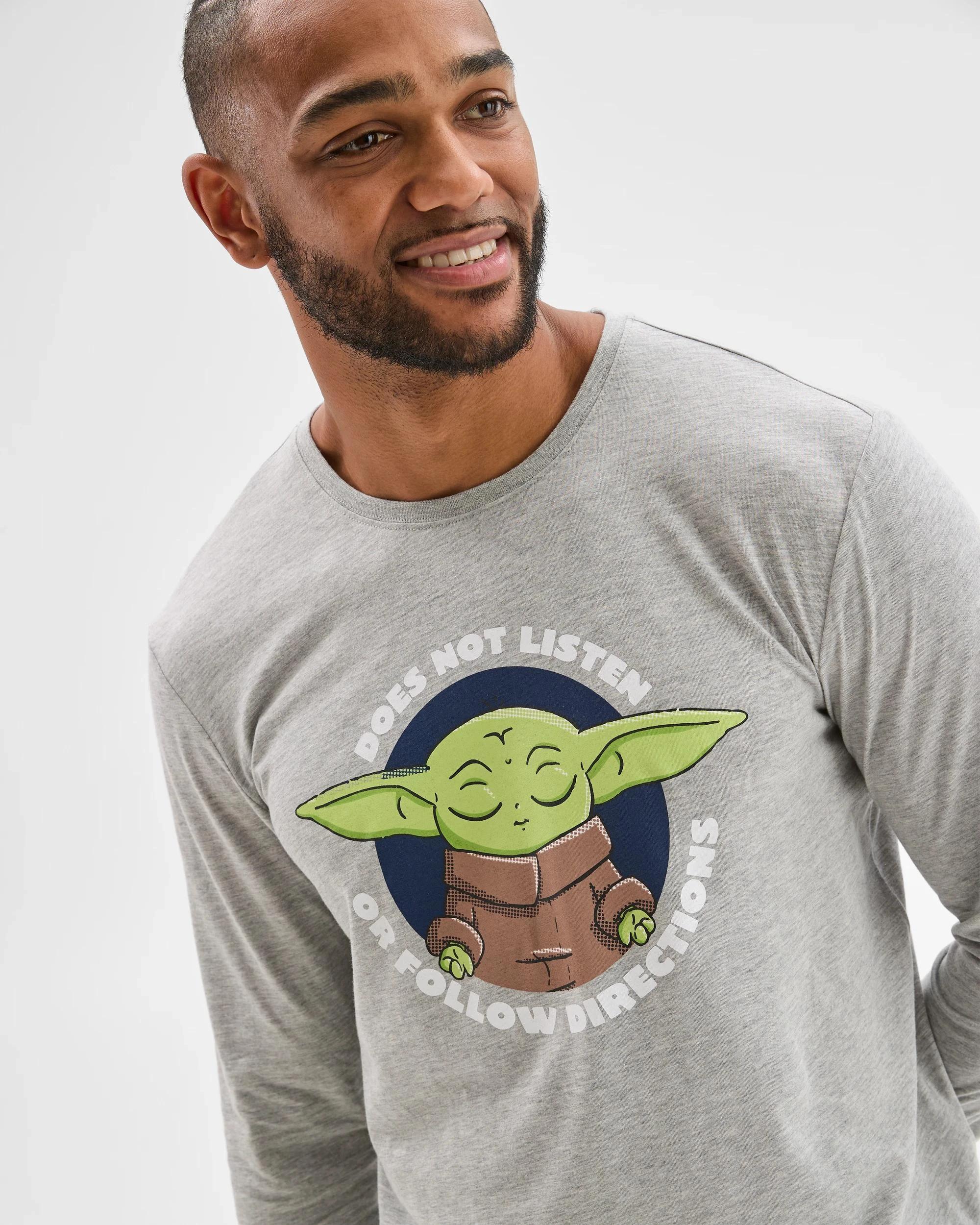 4 Target Man Star Wars Grogu Knit Pyjama Set GREY + NAVY, 4 of 6