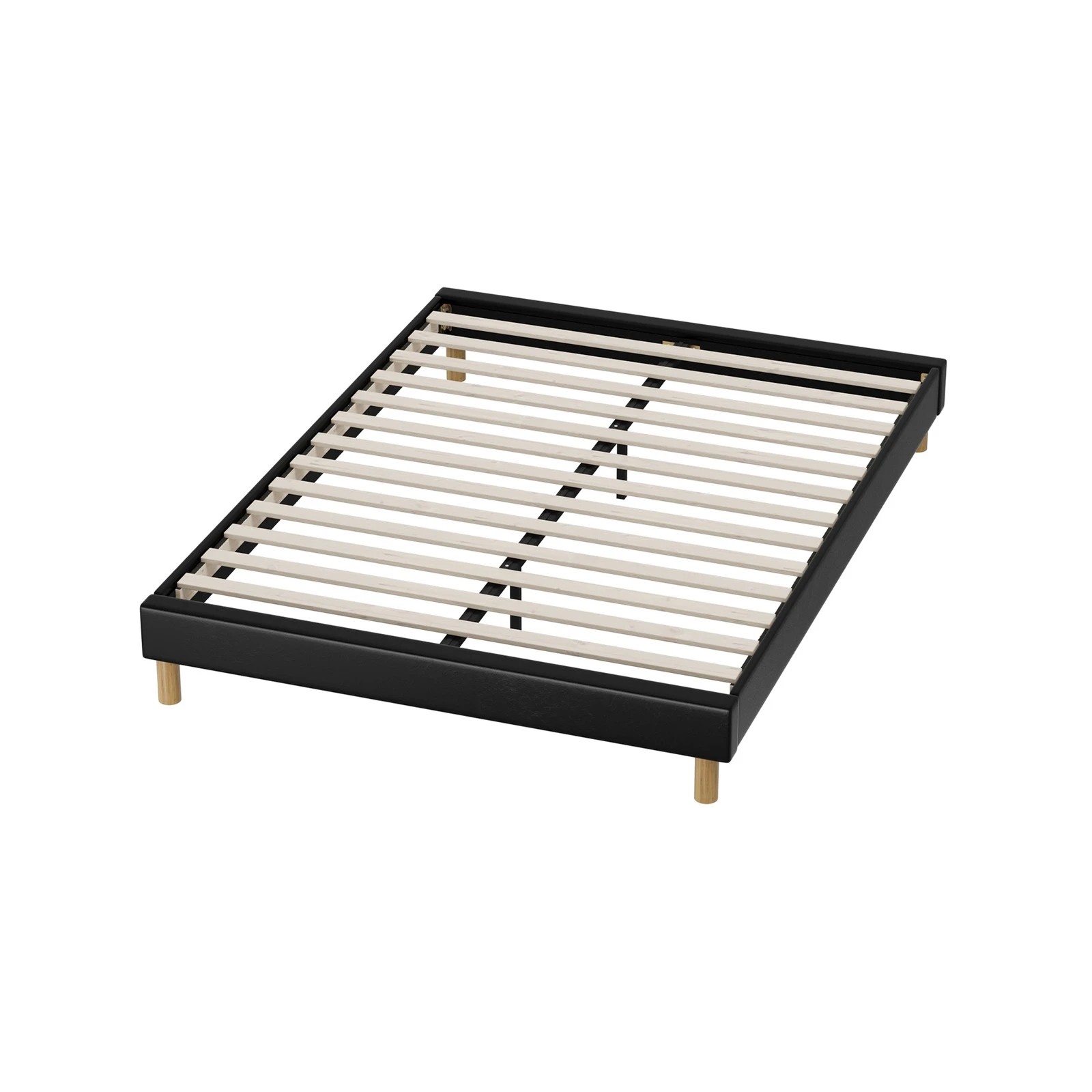 9 Oikiture Bed Frame Queen Size Bed Base PU Leather - Black, 9 of 9