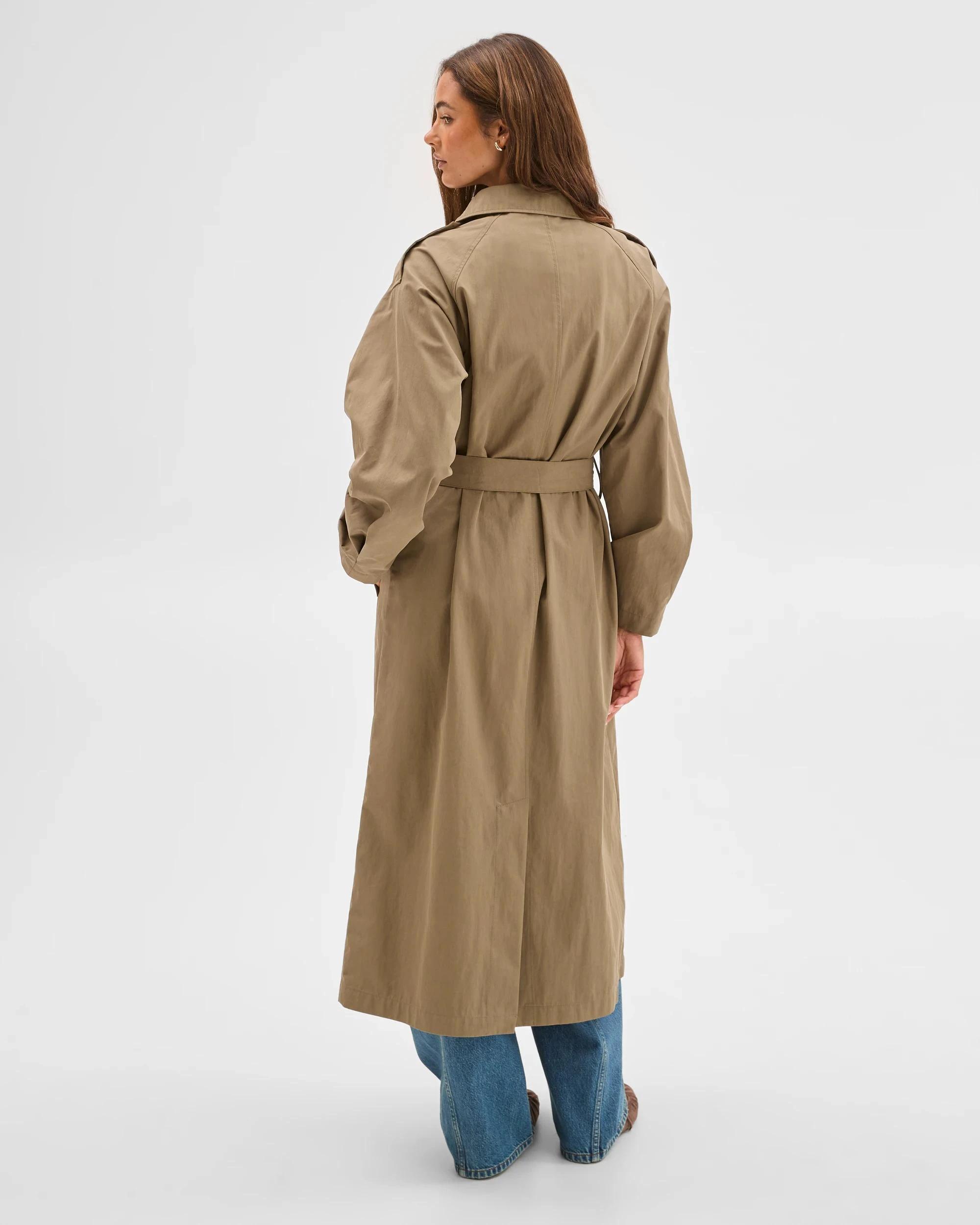 7 Lily Loves Australian Cotton Blend Statement Trench Coat KHAKI, 7 of 7