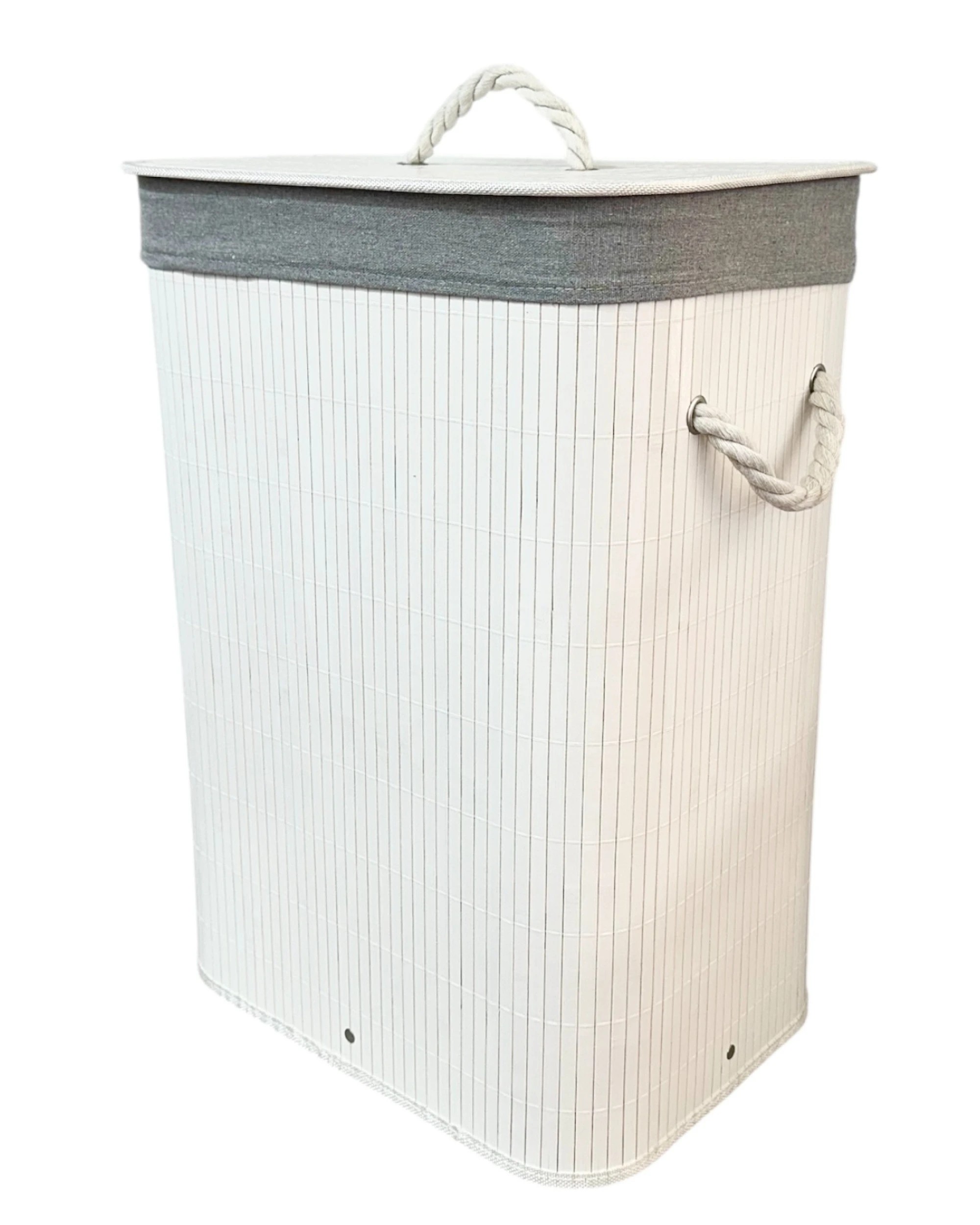 2 BR Home BR Home Collapsible Bamboo Laundry Basket in White, 2 of 3