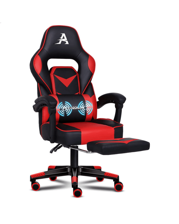 Alfordson Gaming Chair Office Seat Racing Lumbar Massage Footrest Executive - Red