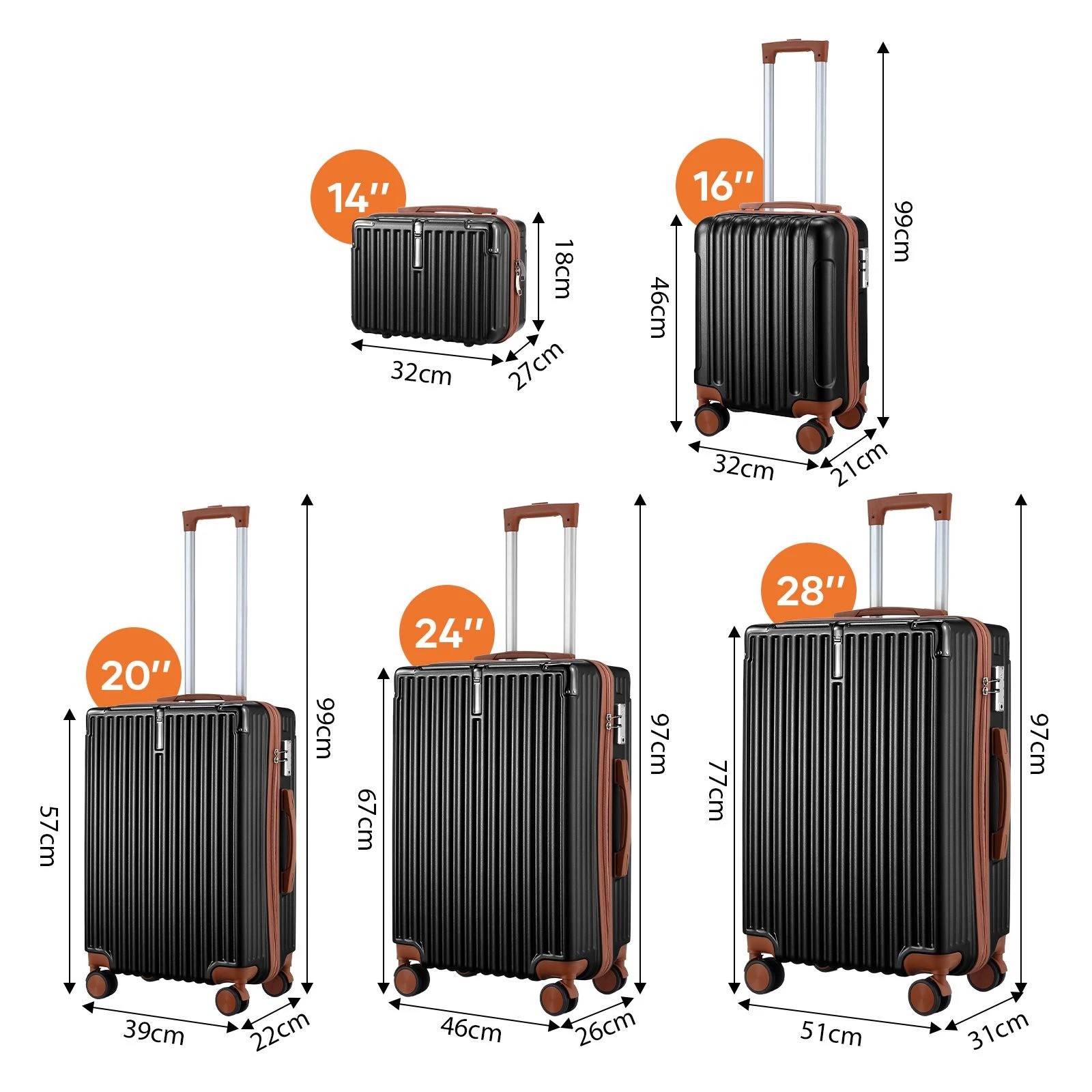 2 Buon Viaggio 5 Piece Lightweight Hard Case Suitcases Luggage Set with Rolling Wheels, TSA Lock & Front Hook, 2 of 6