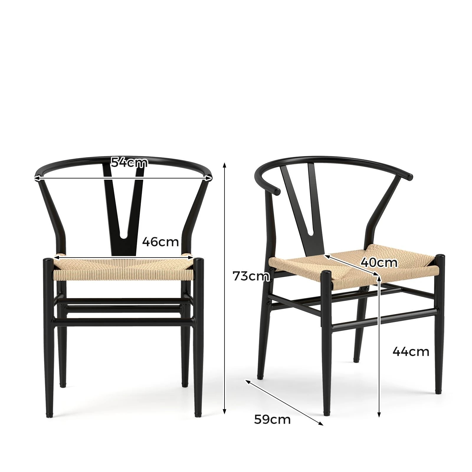 4 Costway 2PCS Dining Chair Kitchen Armchairs Mid-Century Accent Chair w/Metal Frame - Beige, 4 of 4