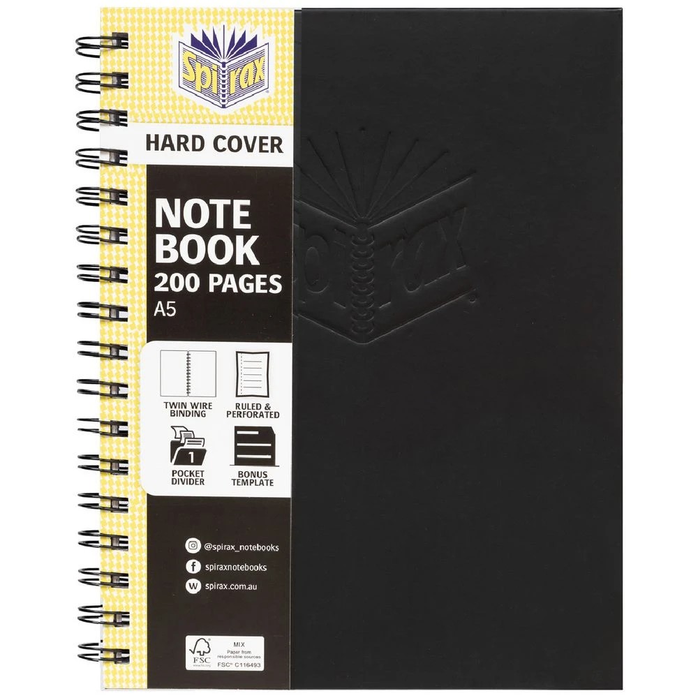 1 Spirax No.511 A5 Hard Covered Notebook 200 Page Black, 1 of 4
