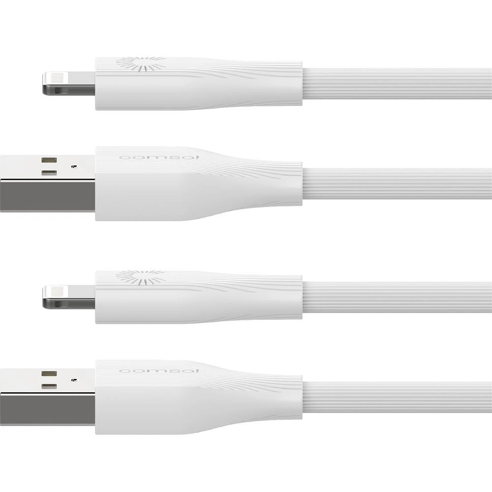 2 Comsol Lightning to USB-A MFi Cables 1m White 2 Pack, 2 of 6