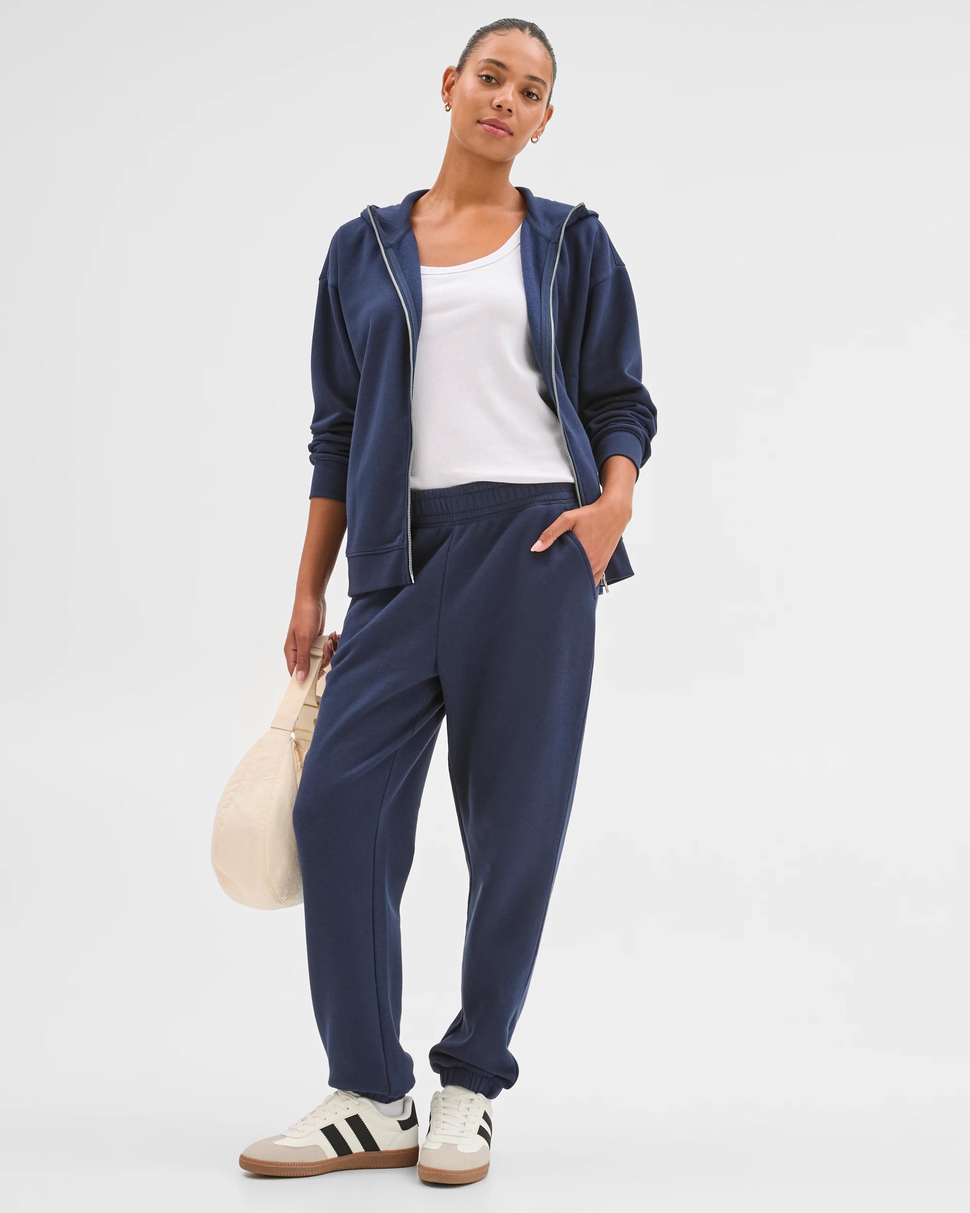1 Target Woman Australian Cotton Blend Fleece Trackpants MARINE NAVY, 1 of 5