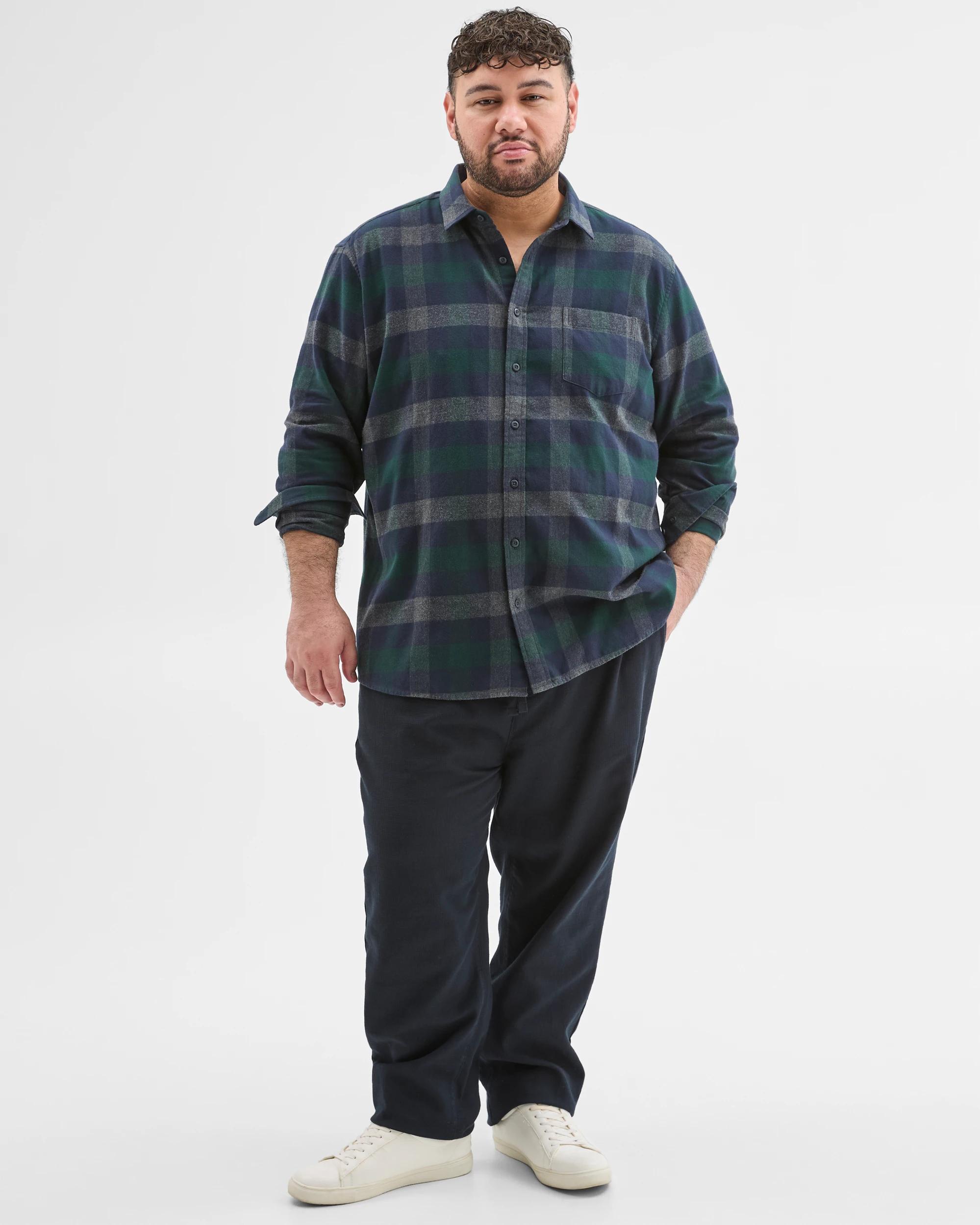 2 Target Man Plus Plus Size Australian Cotton Long Sleeve Flannelette Shirt WINTER GREEN, 2 of 7
