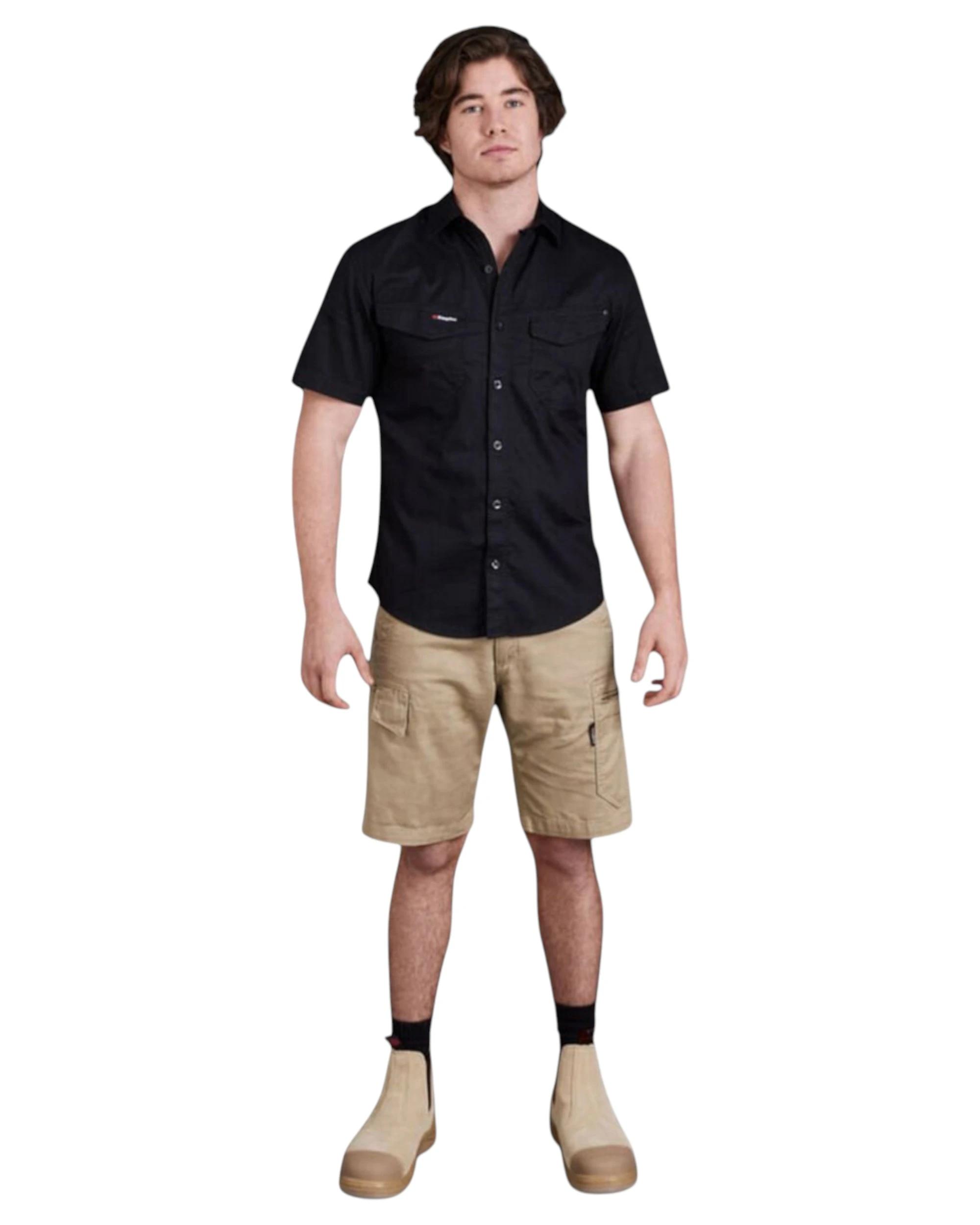 4 KingGee Mens Tradies Summer Lightweight Khaki Cargo Work Shorts KHAKI, 4 of 5