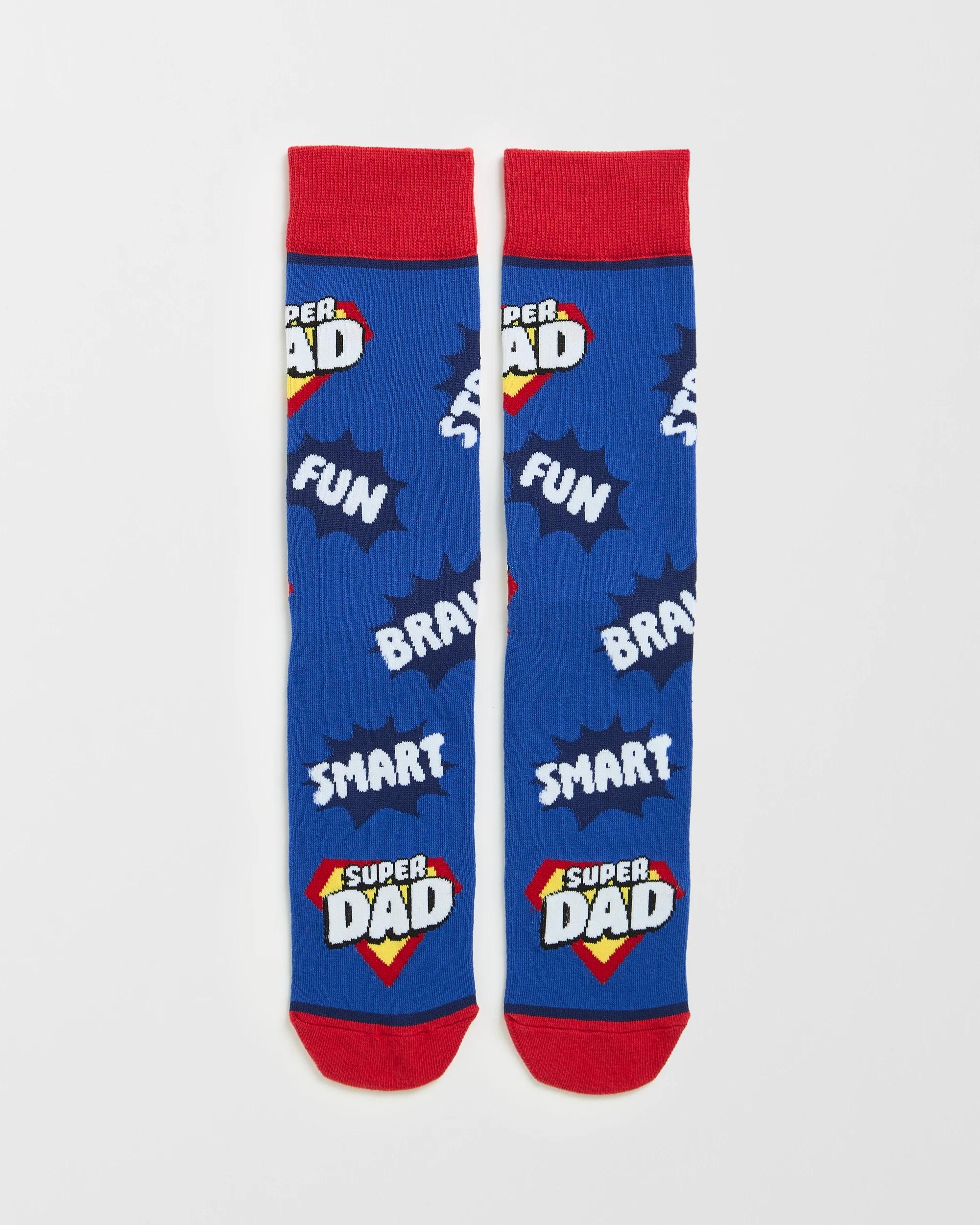 1 Swag Printed Crew Socks BLUE SUPER DAD, 1 of 3