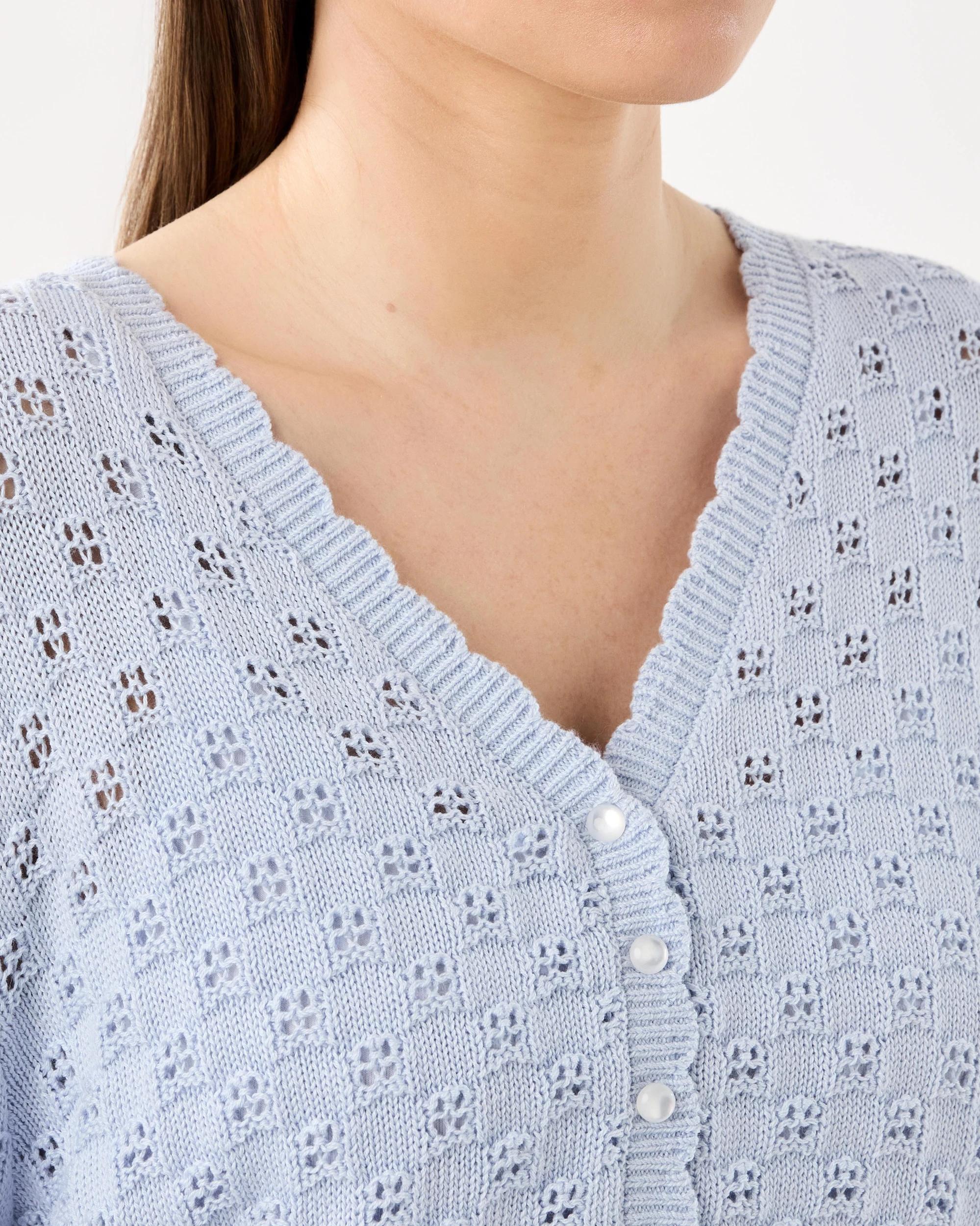 5 Pointelle Tie Waisted Cardigan Powd Blue, 5 of 8