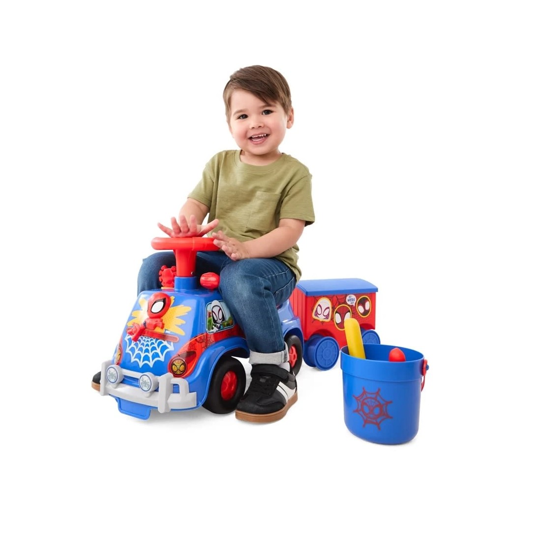 1 Kiddieland Disney Junior Marvel Spidey and His Amazing Friends Lights 'N' Sounds Spidey's Camper with Trailer, 1 of 10