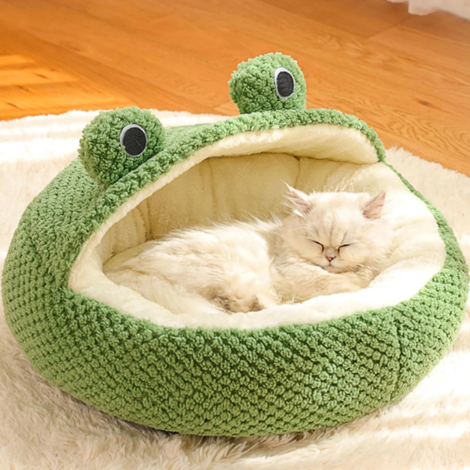 5 Todo Semi Enclosed Pet Nesting Bed 60cm Diameter Soft Warm Dog Cat Sleeping Bed - Frog, 5 of 6