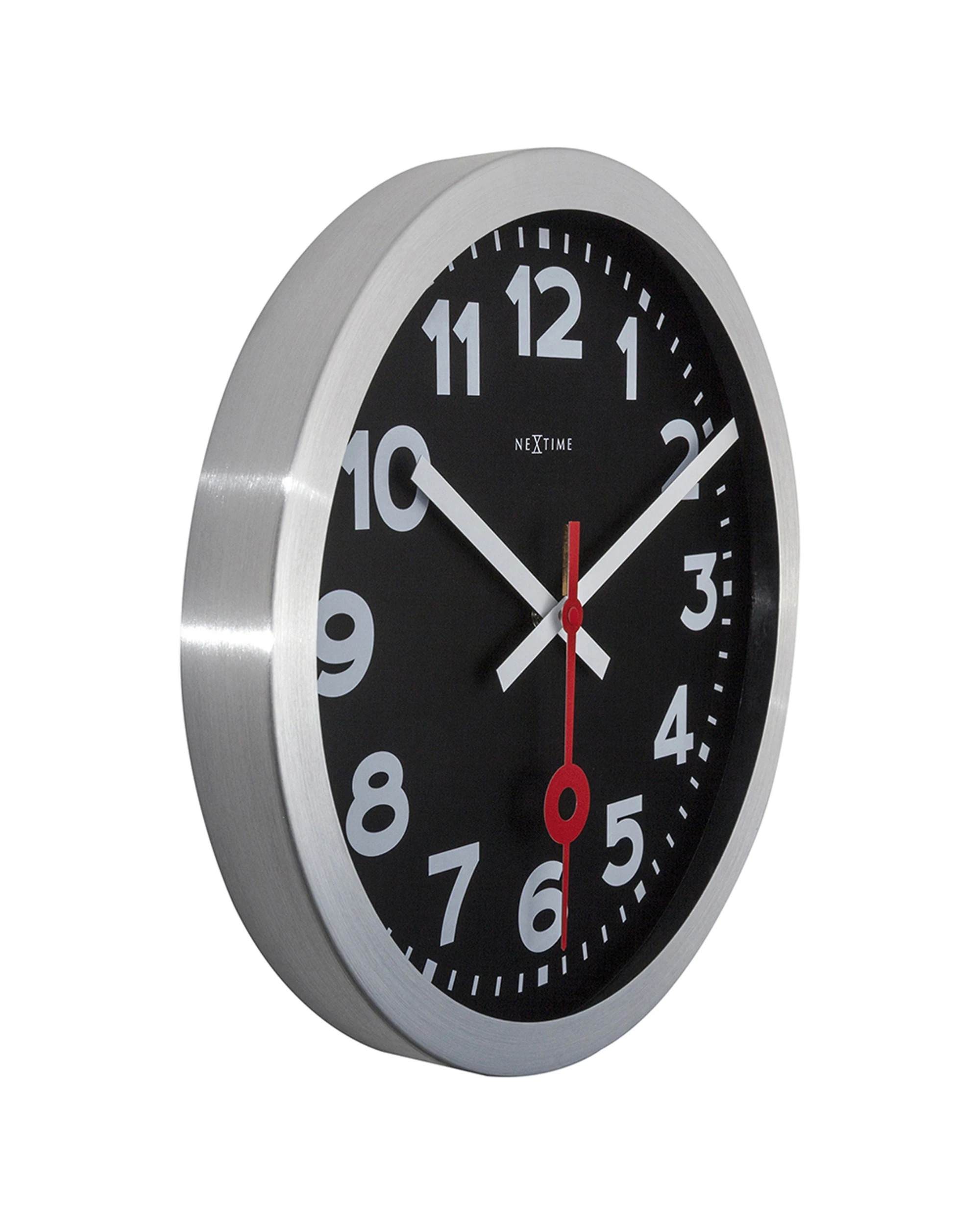3 NEXTIME Station Numerical 35cm Wall Clock Silent Sweep Movement Glass Lens - Black, 3 of 5