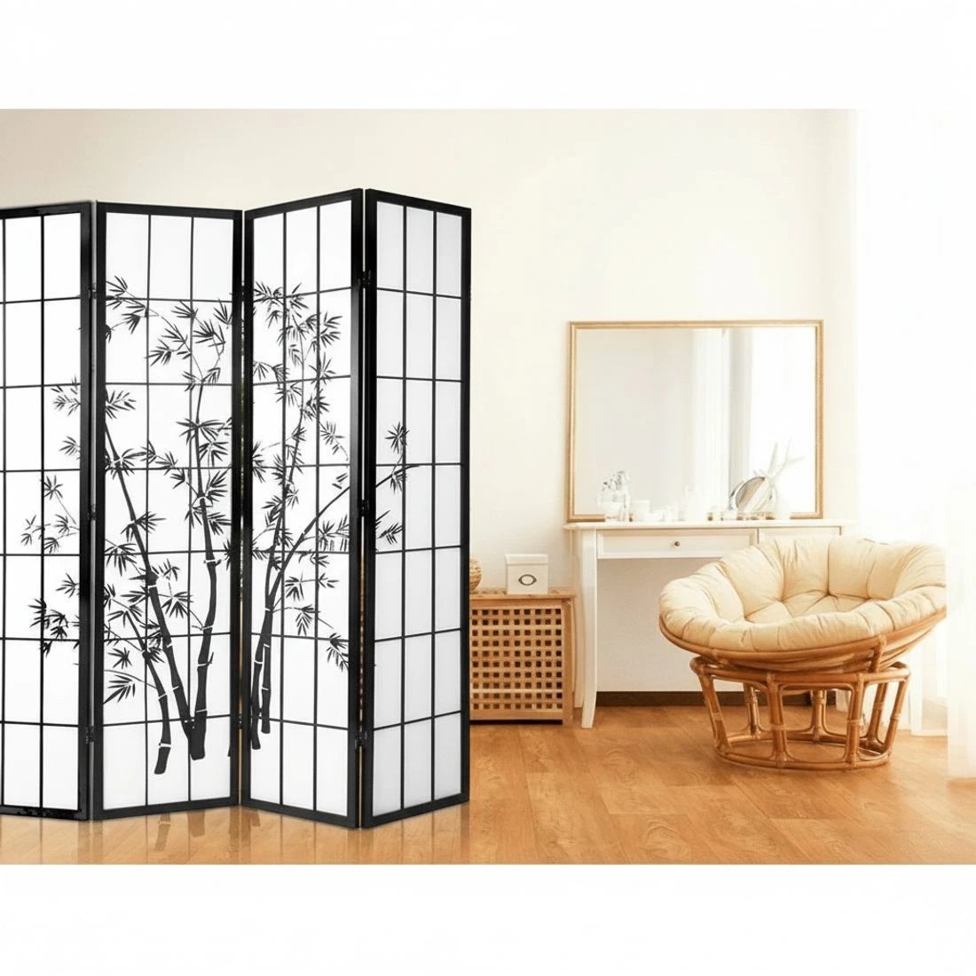 7 Artiss 4 Panel Room Divider Screen 174x179cm - Black, 7 of 8