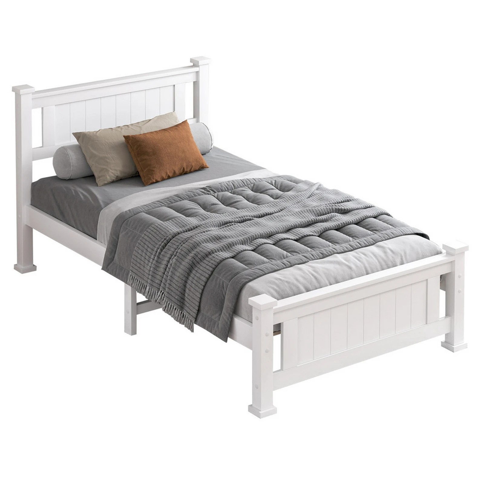 1 Alfordson Bed Frame Wooden Timber King Single Mattress Base Platform Arne - White, 1 of 10