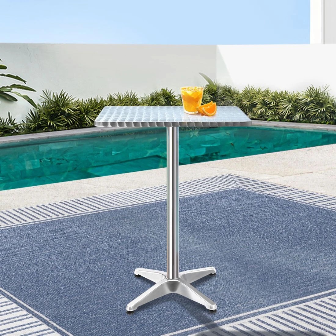 3 Gardeon Outdoor Bar Table Adjustable Aluminium Square 70/110cm - Silver, 3 of 5