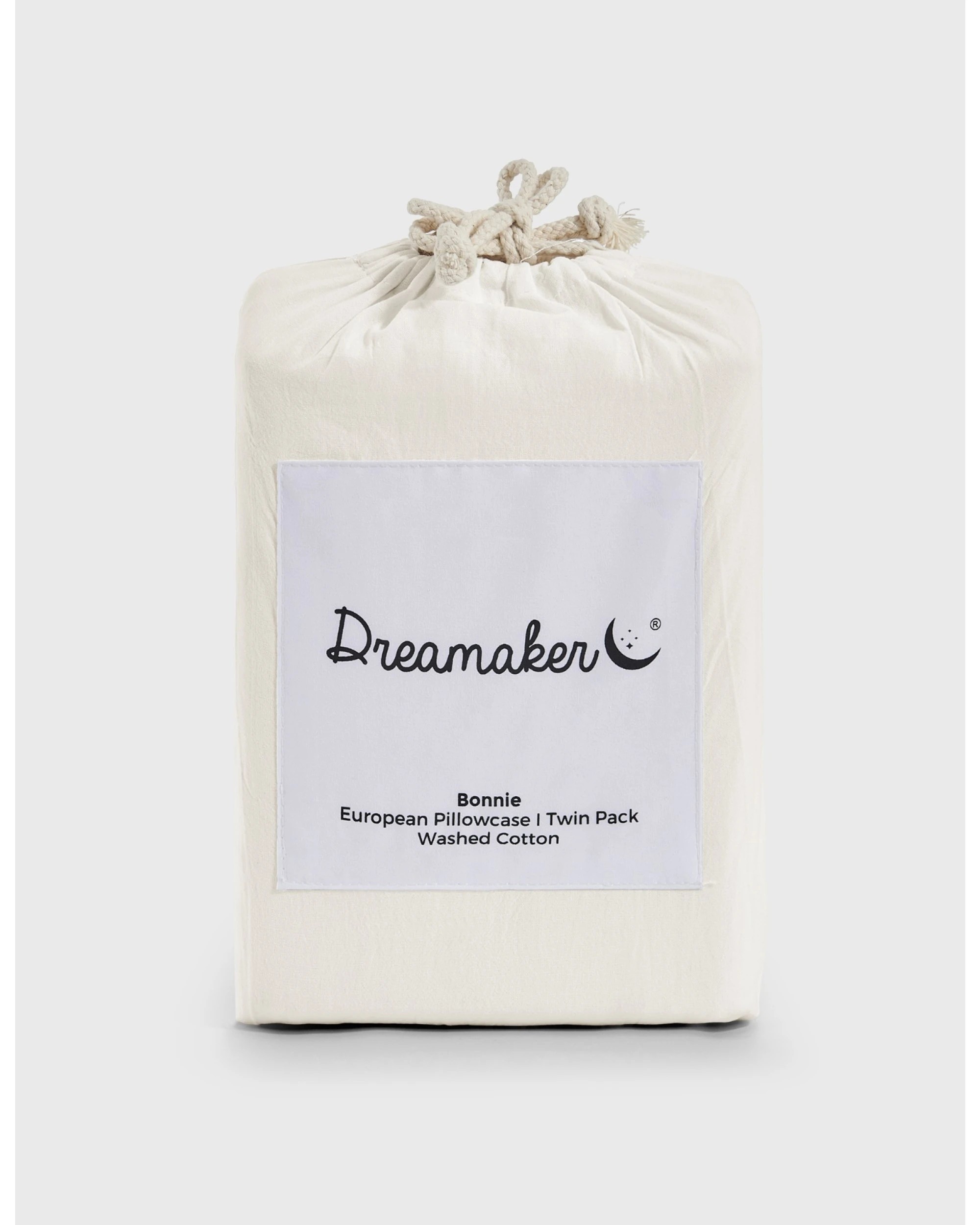 7 Dreamaker Bonnie Washed Cotton European Pillowcase with Bows Twin Pack 65x65cm - White, 7 of 7