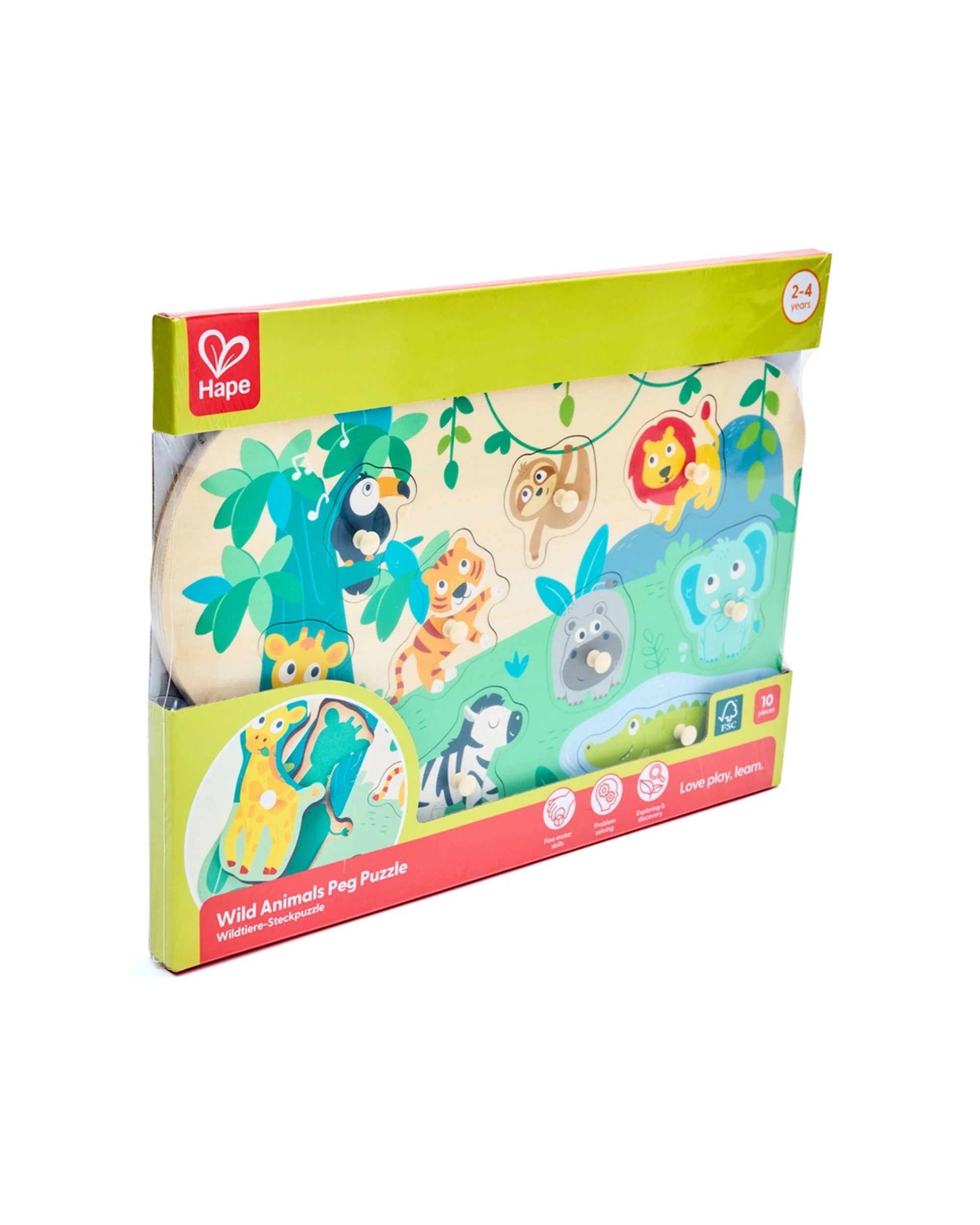 2 Hape Wild Animals Peg Puzzle Toy Kids Activity 32.2x1.7x21.7cm - Multi, 2 of 3