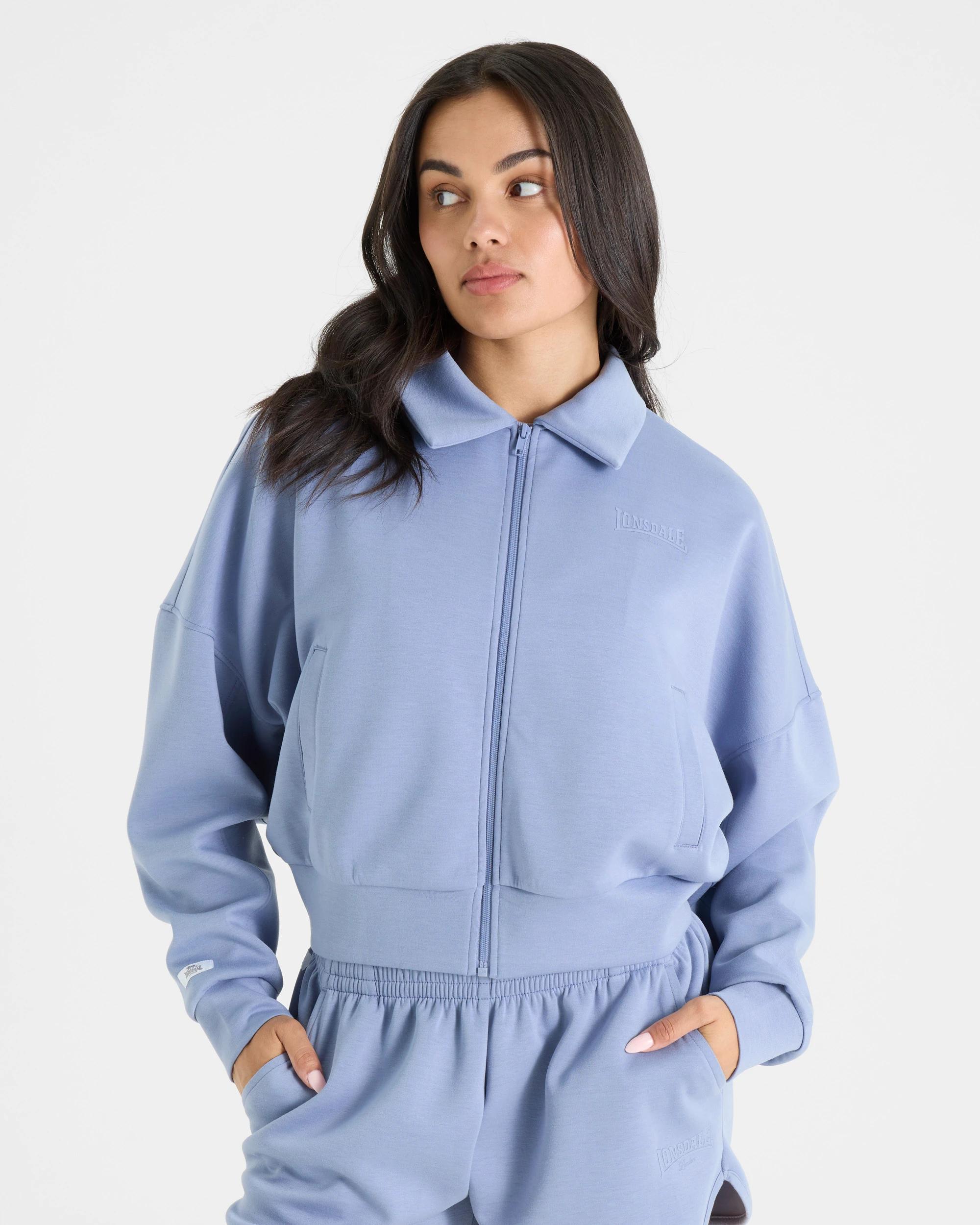 2 Lonsdale London Active Boxy Zip Thru Jacket STORM BLUE, 2 of 6
