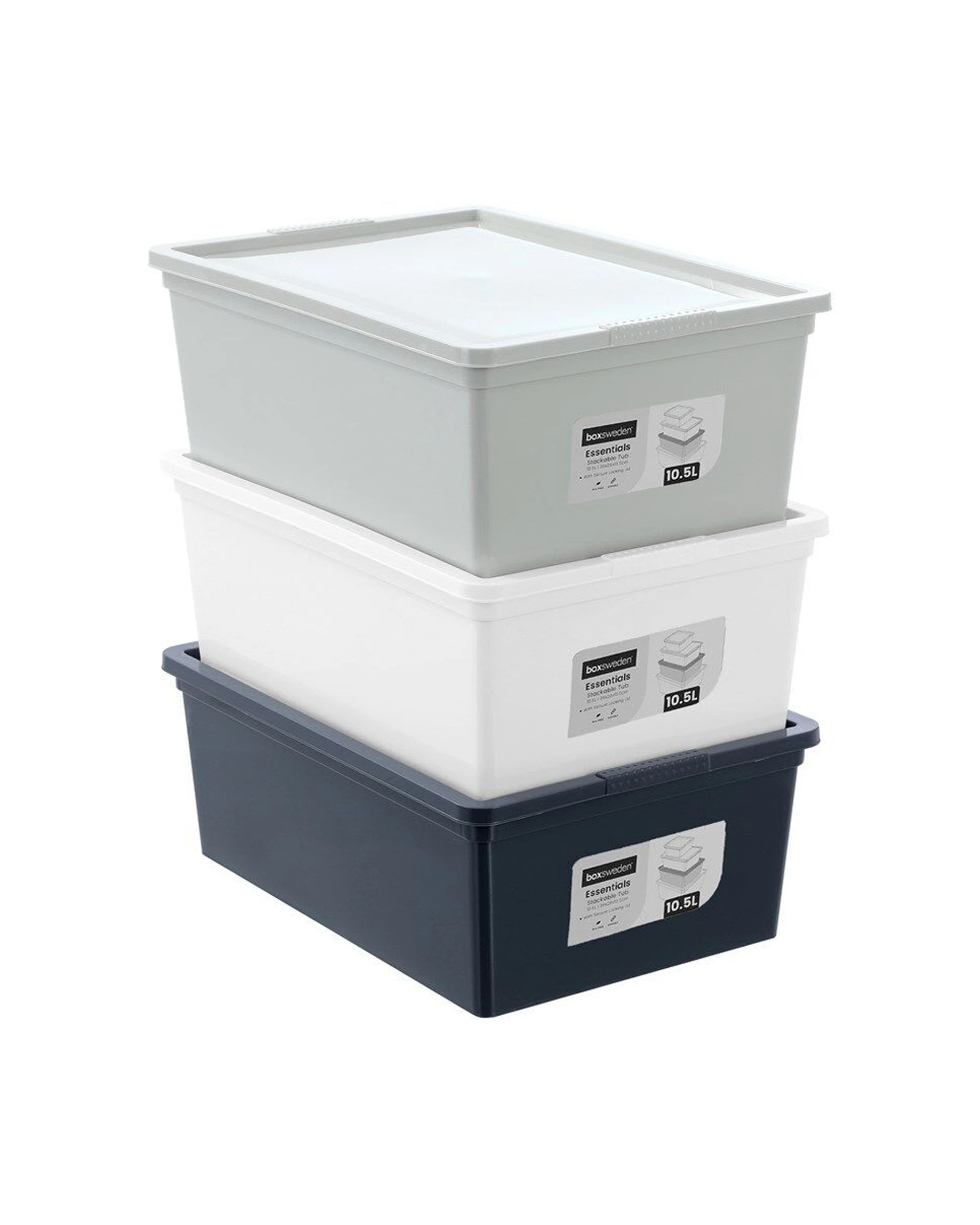 6 Boxsweden 6PK Essentials Storage Organiser Stackable Tub Box 10.5L 36x26cm - Assorted, 6 of 7