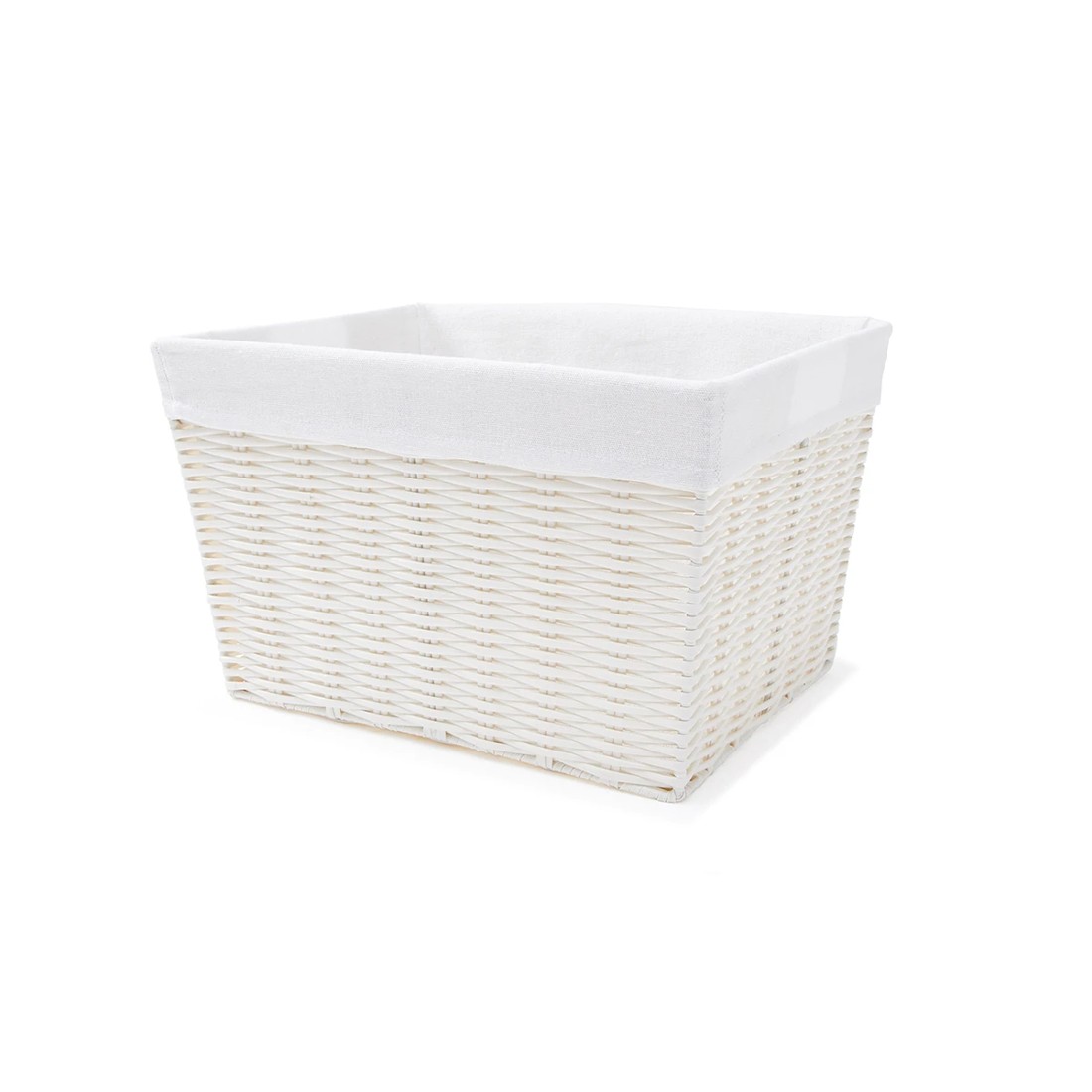1 Rattan Look Basket with Liner - Medium, White, 1 of 9