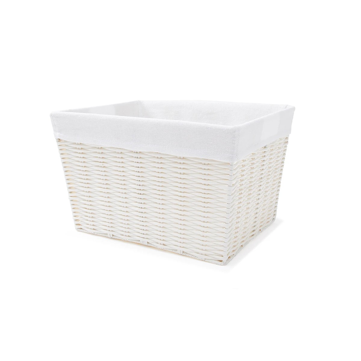 1 Rattan Look Basket with Liner - Medium, White, 1 of 9
