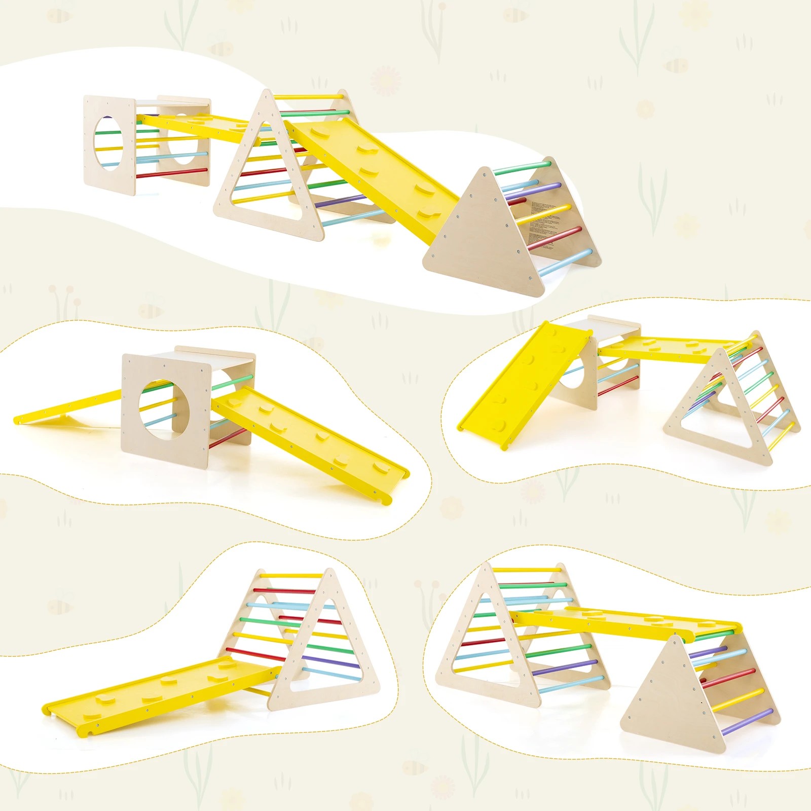 5 Costway Climb Playset 5 in 1 Slide Set Triangle Frame, 5 of 6